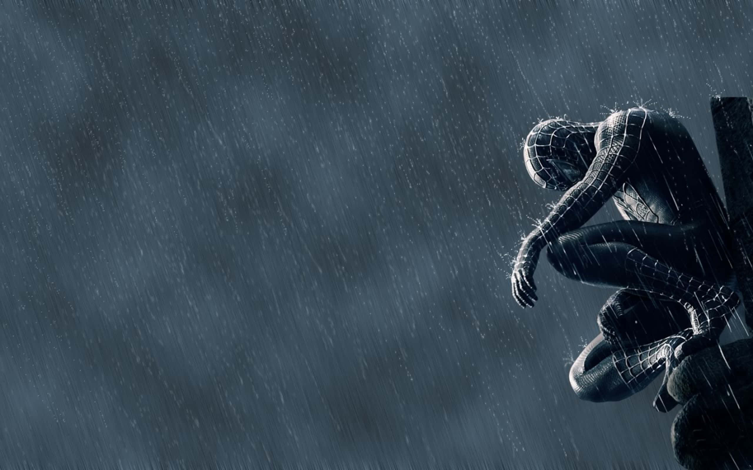 Spider-Man 3, black suit, ledge, 2K Desktop Wallpaper