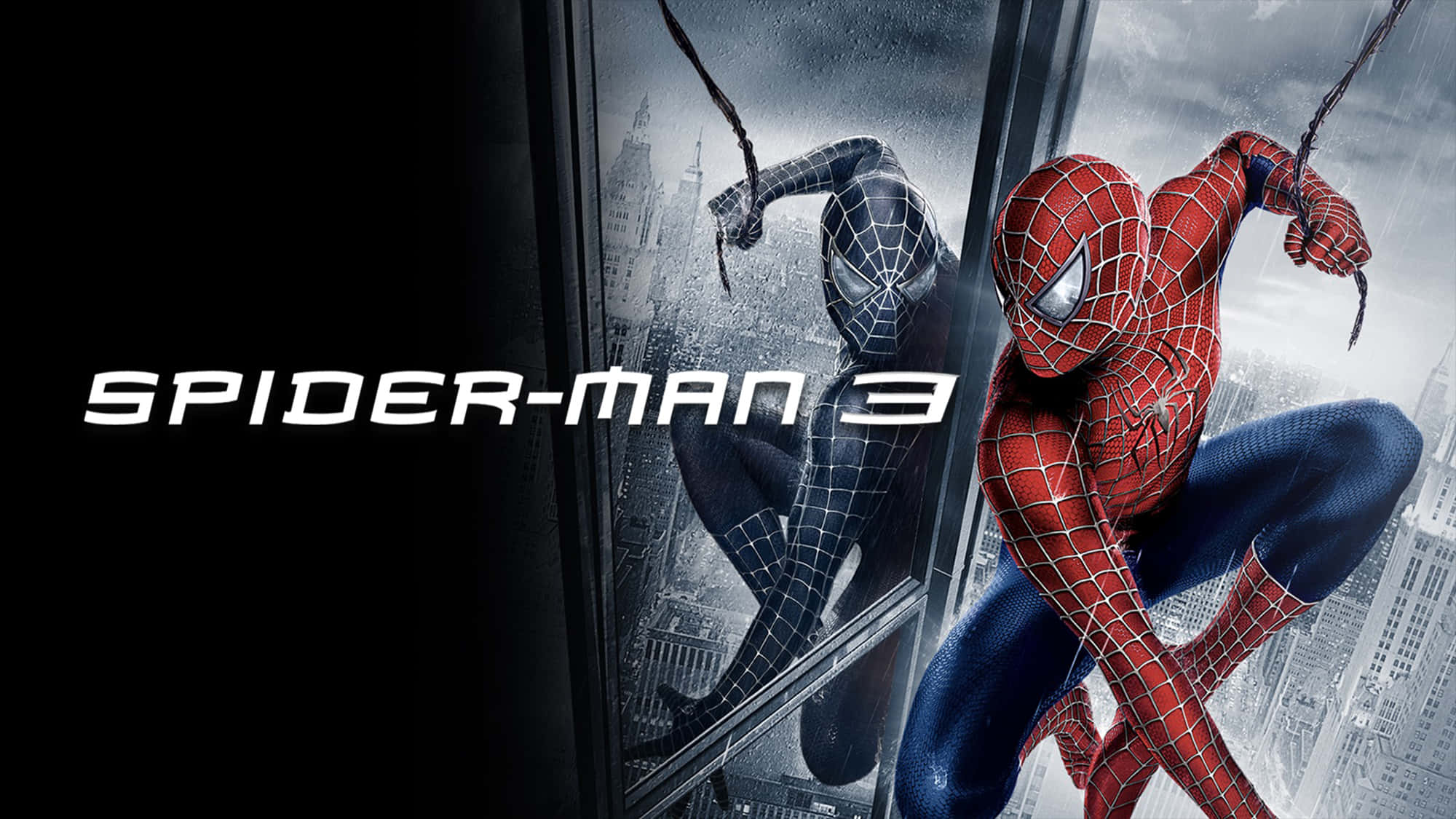 Spider-Man 3, red suit, black suit reflection, Full HD Desktop Wallpaper