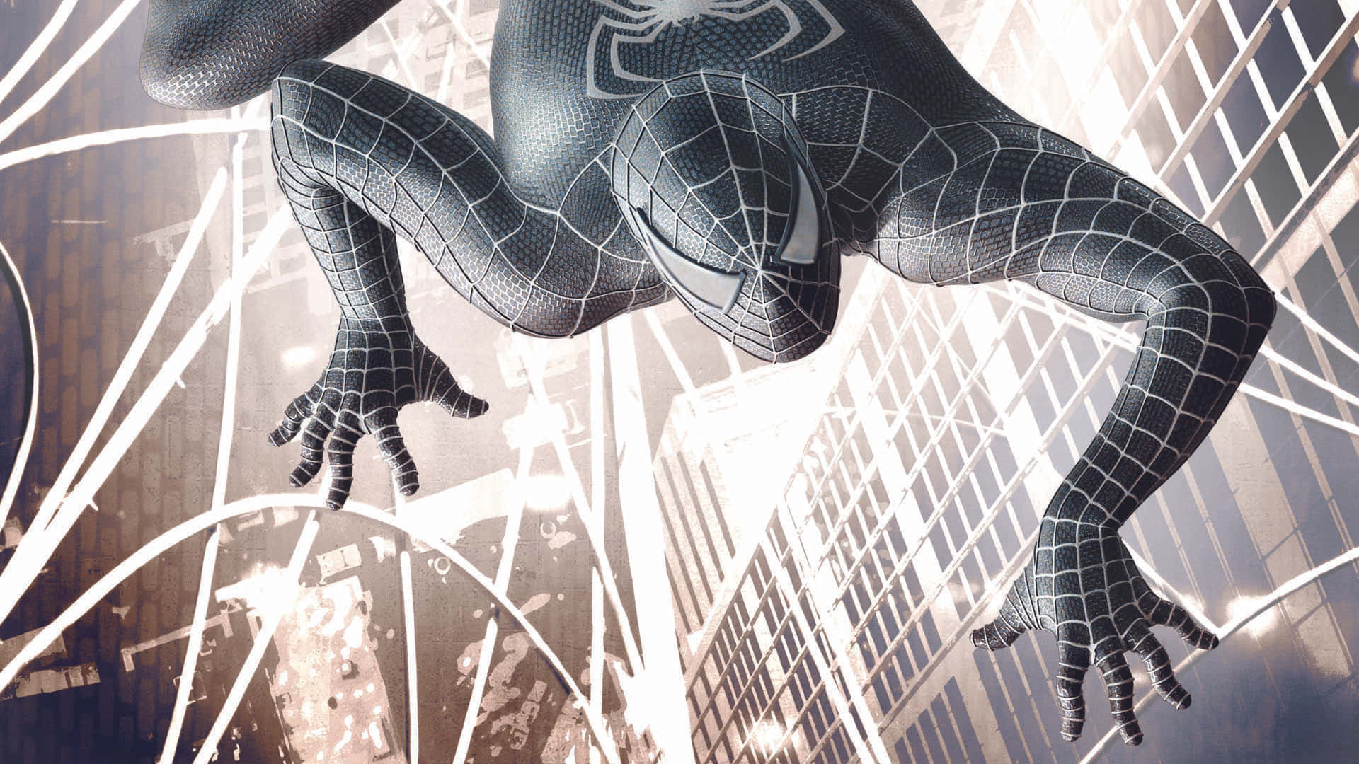 Spider-Man 3, black suit, skyscrapers, Full HD Desktop Wallpaper