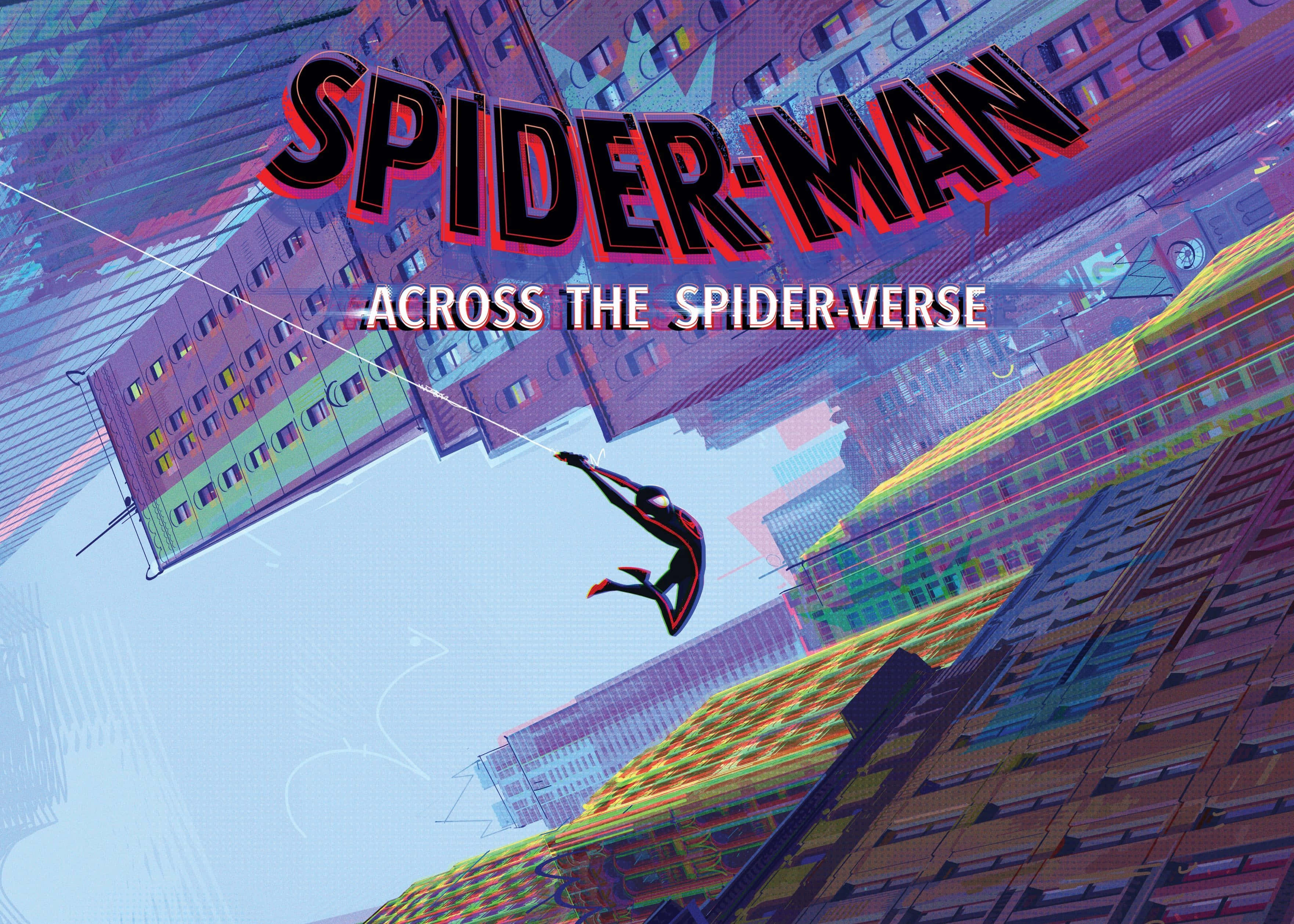 Spider Man Across The Spider Verse, vibrant, stylized cityscape, 2K Desktop Wallpaper