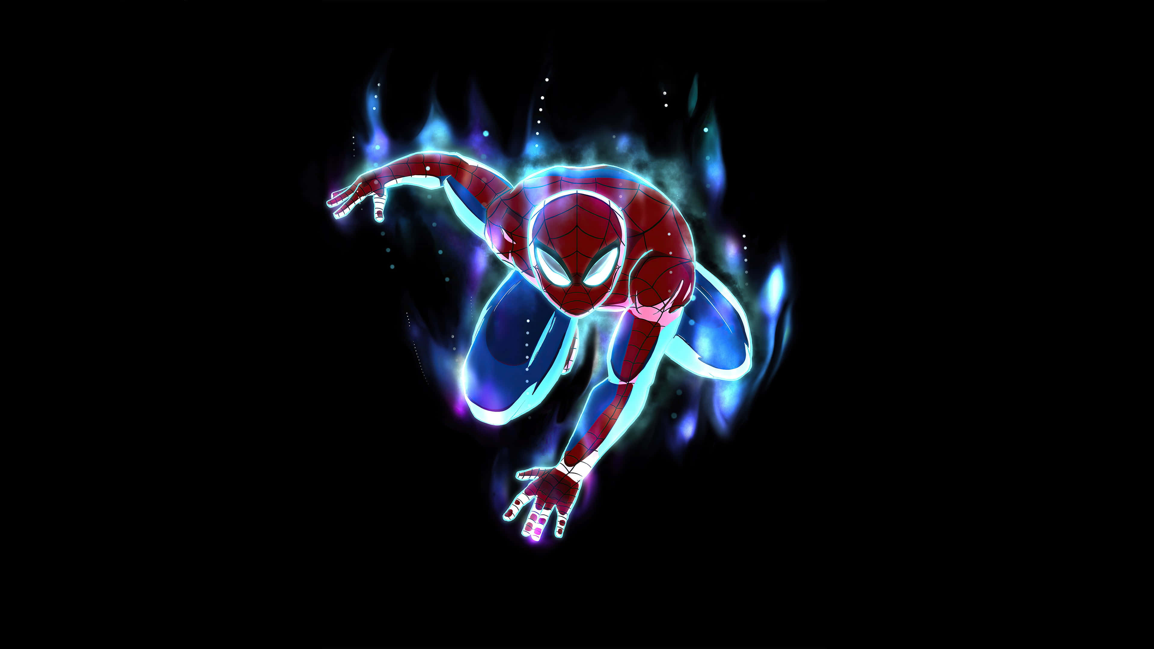 Spider-Man Blue, electric blue energy, black void, 4K Desktop Wallpaper