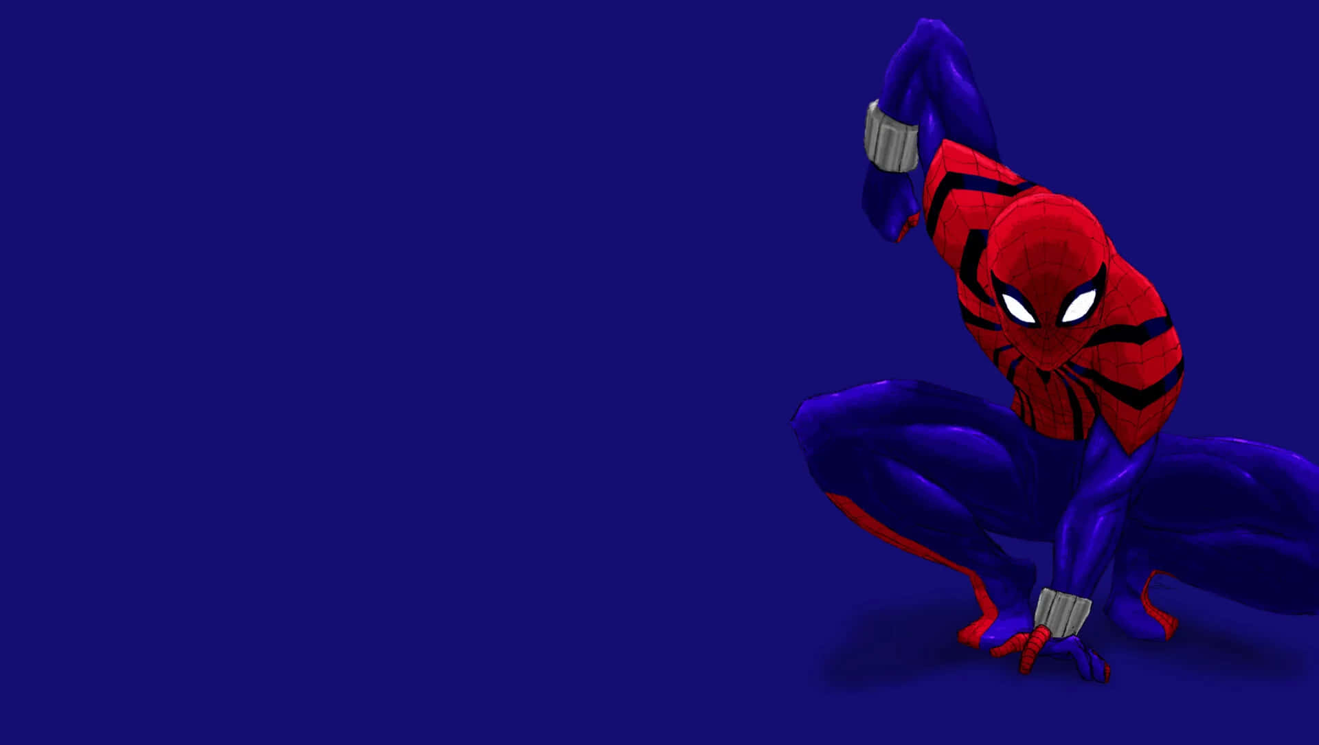 Spider-Man Blue, deep blue background, glowing white eyes, Full HD Desktop Wallpaper