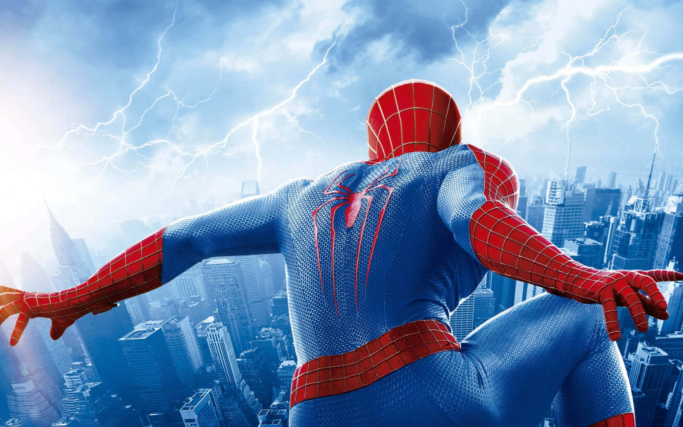 Spider Man 2, stormy cityscape, lightning, 2K Desktop Wallpaper