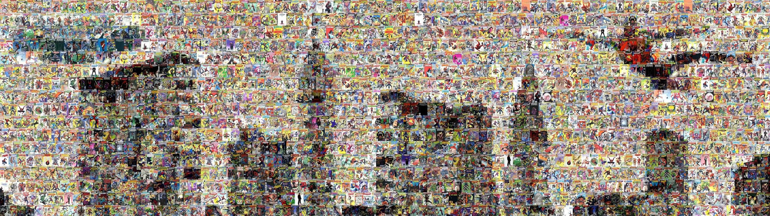 Spider Man Comic, mosaic cityscape, colorful comic book panels, Full HD Desktop Wallpaper