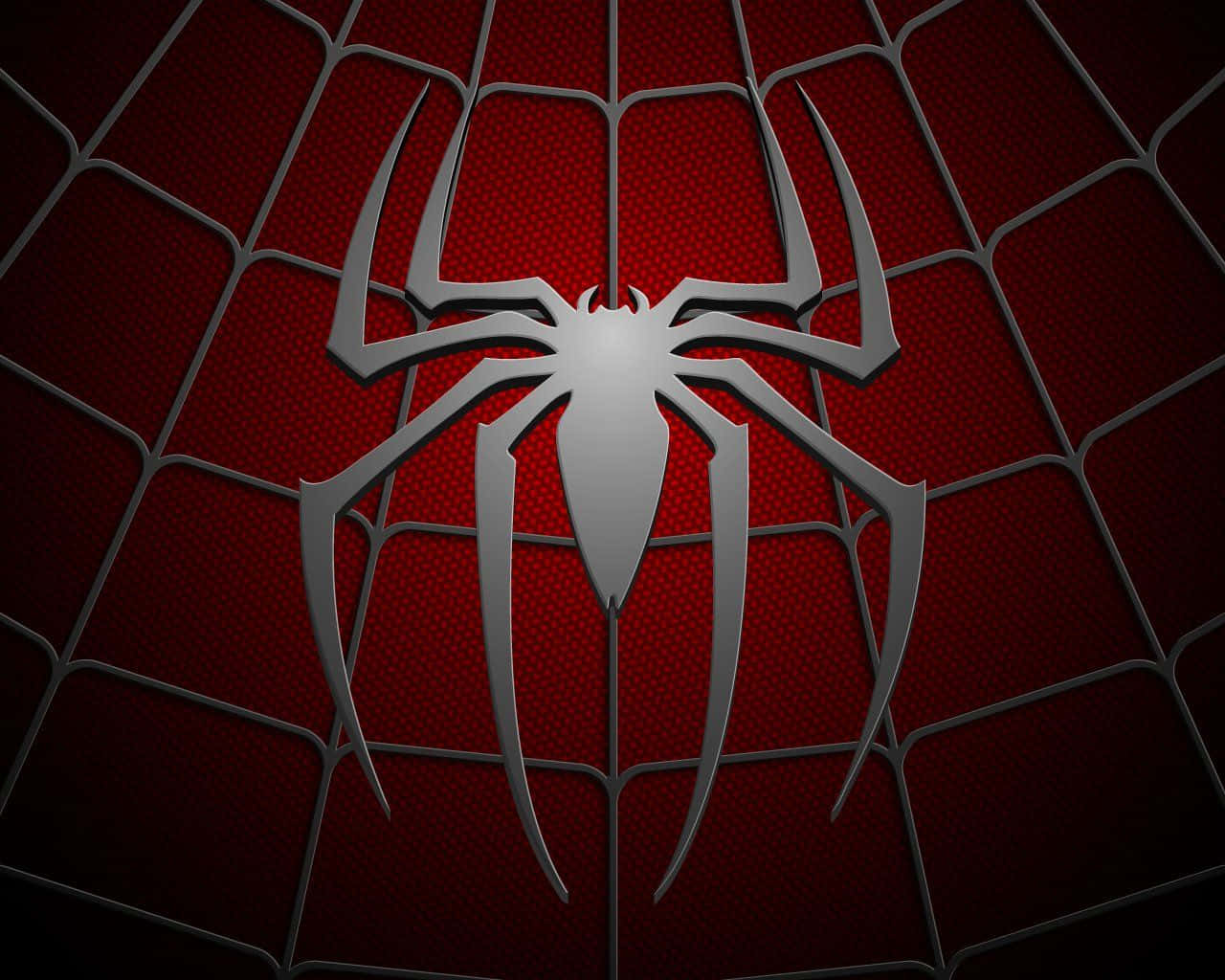 Spider Man Computer, silver spider emblem, textured red web pattern, HD Desktop Wallpaper