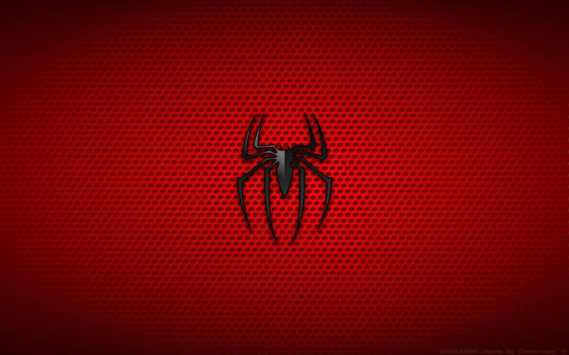 Spider Man Computer, black spider emblem, textured red gradient background, Full HD Desktop Wallpaper