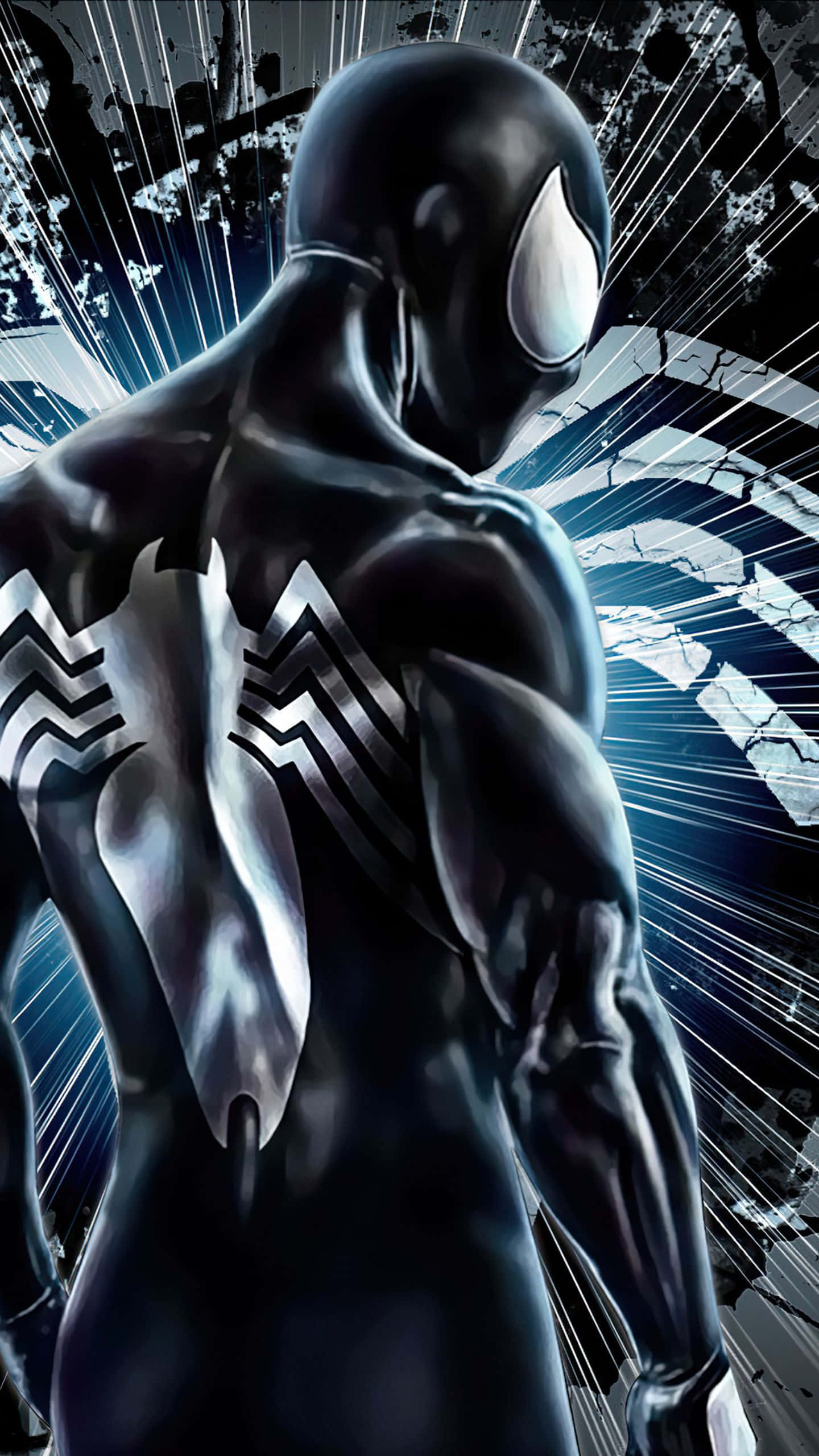 Spider Man, black-suited, white spider emblem, 2K Phone Wallpaper