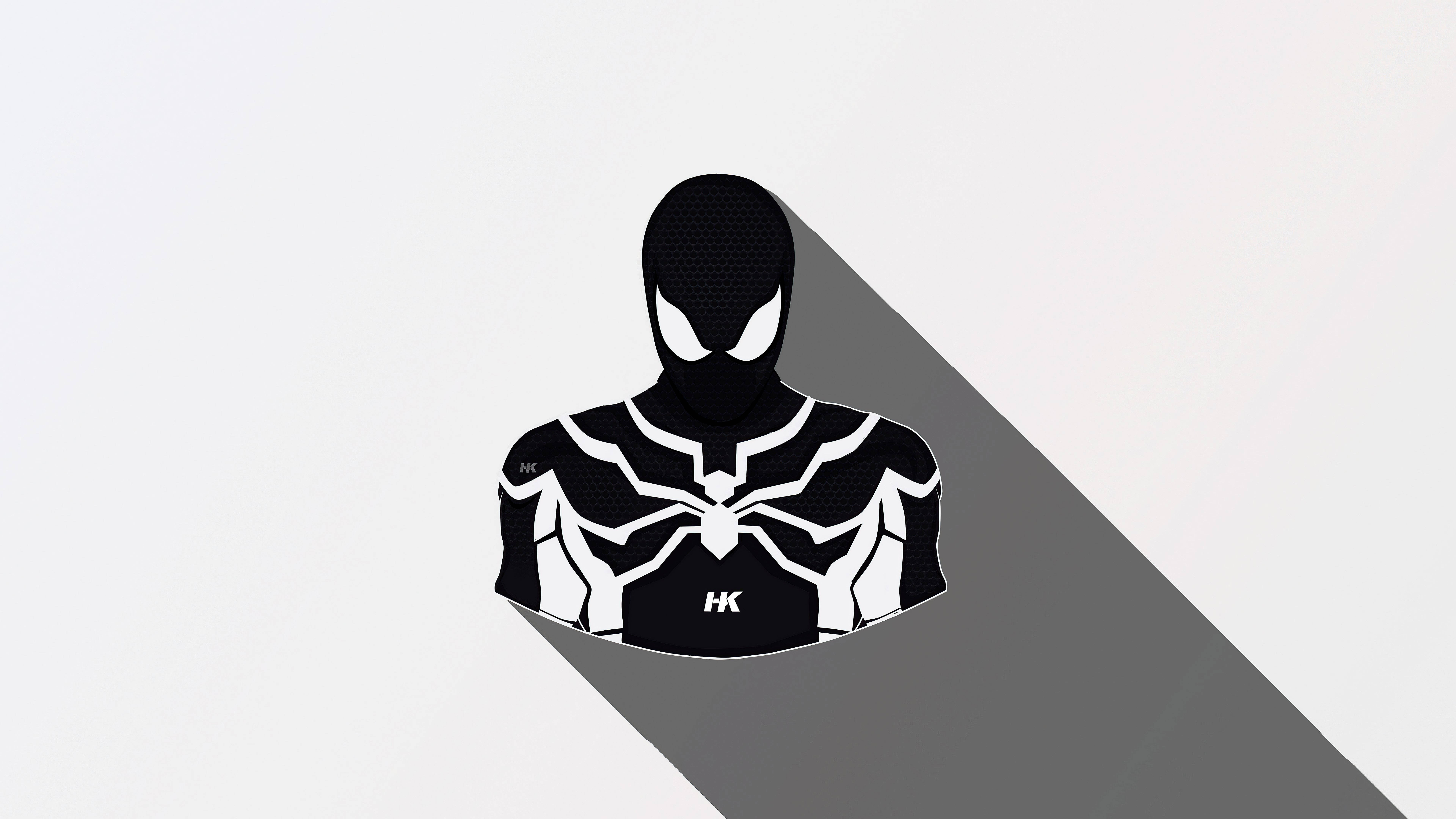 Spider Man, white, black and white silhouette, 8K Desktop Wallpaper