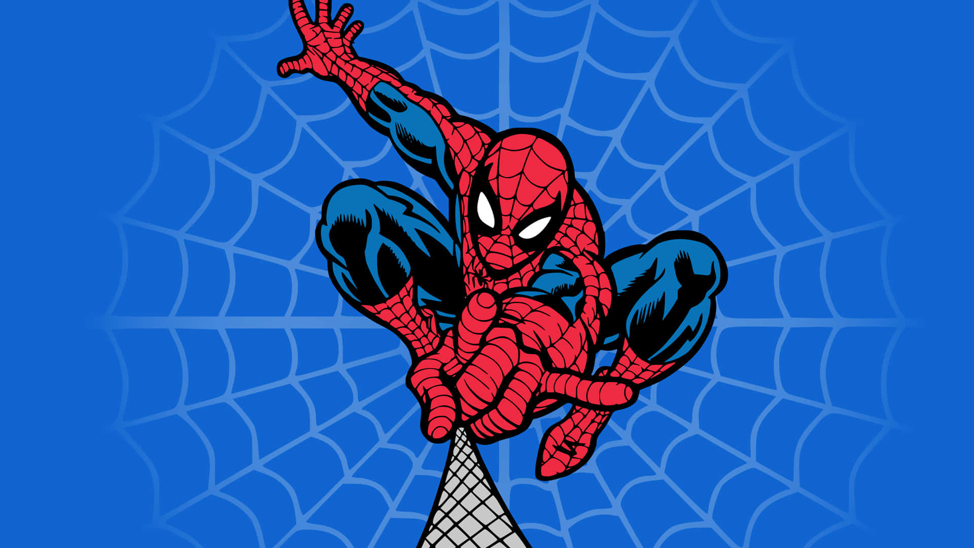 Spider Man Cool, cartoon art, bold blue background, Full HD Desktop Wallpaper