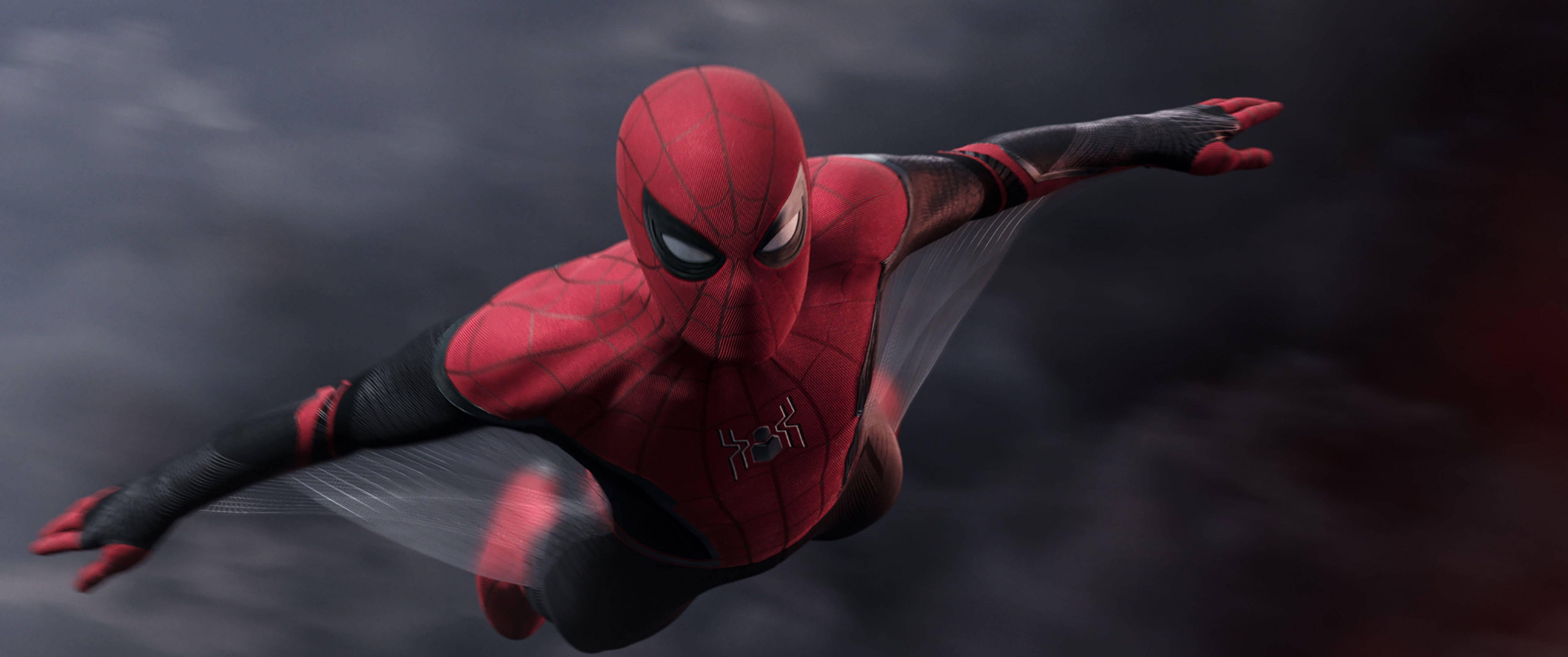 Spider Man Far From Home 2019, red and black suit, web lines, 8K Desktop Wallpaper