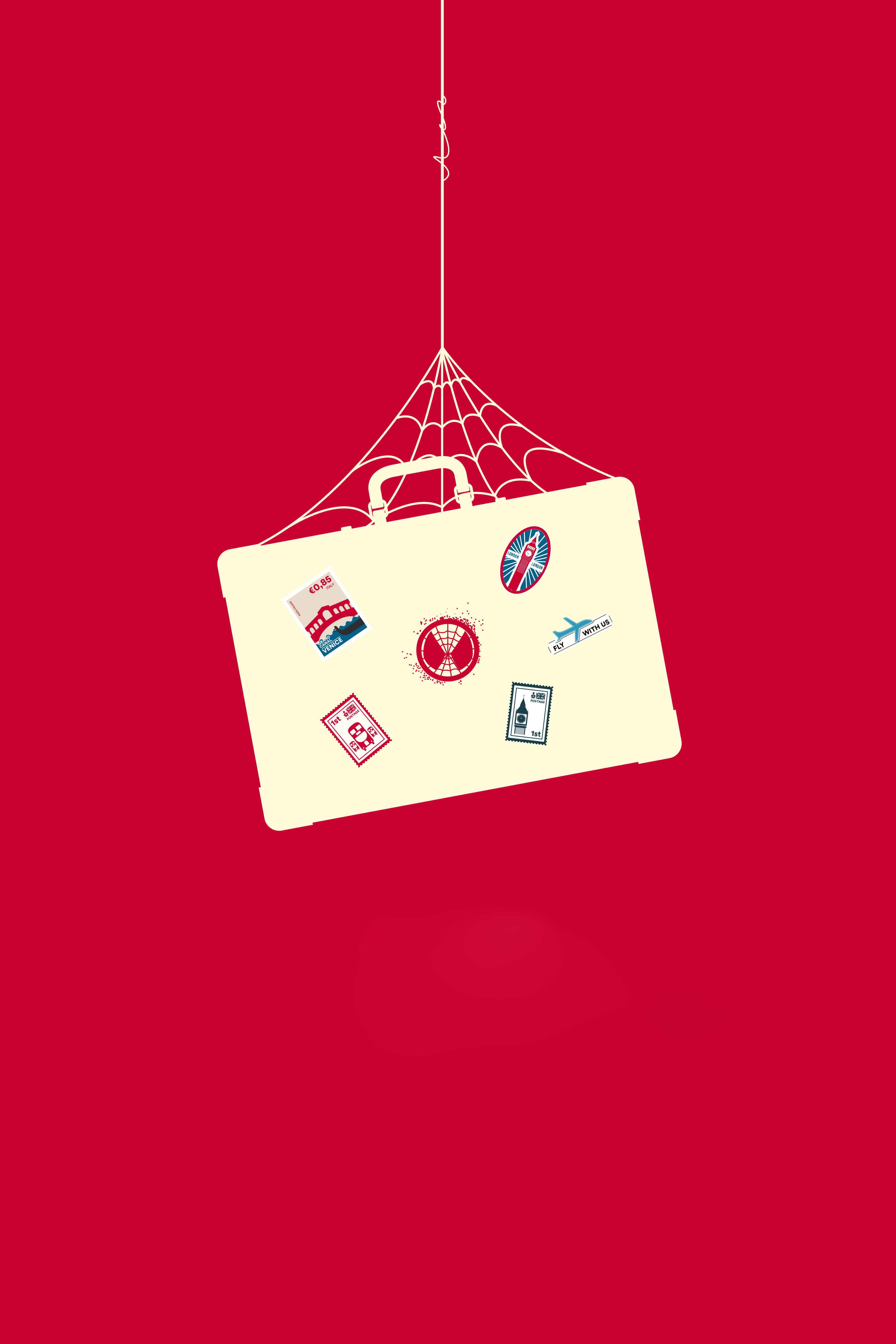 Spider Man Far From Home, 2019, cream suitcase, 5K Phone Wallpaper