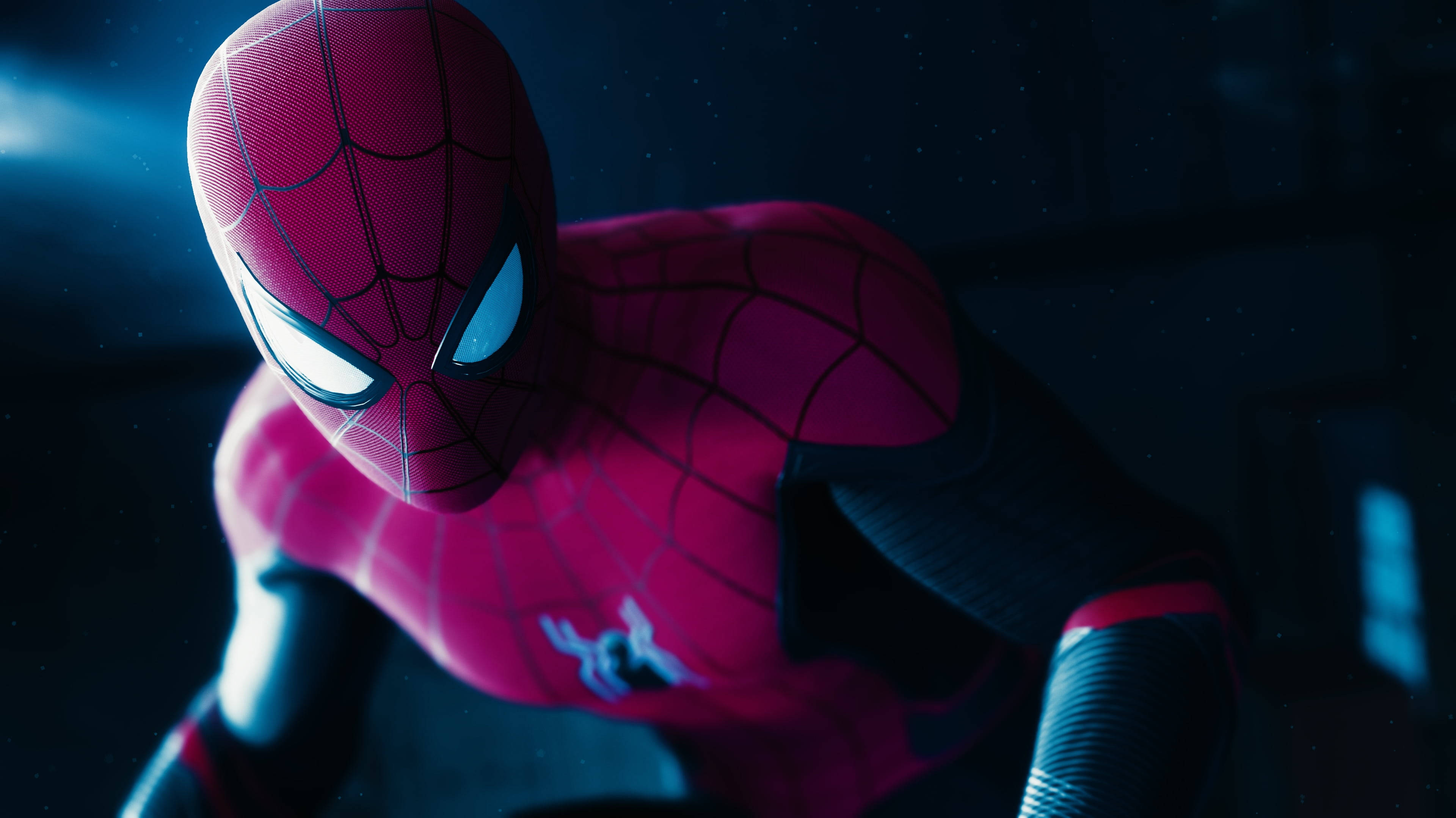 Spider Man Far From Home, 2019, blue light, 4K Desktop Wallpaper