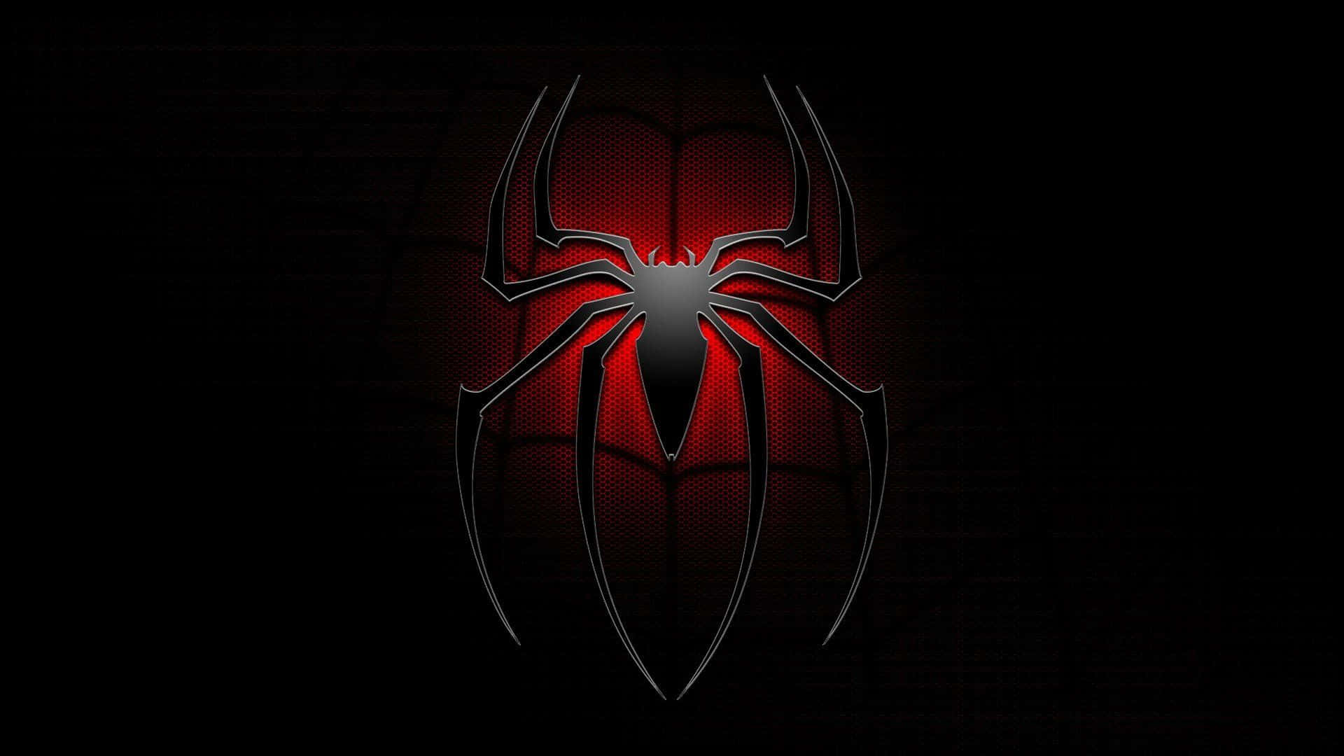 Spider Man, red and black spider emblem, dark textured background, Full HD Desktop Wallpaper
