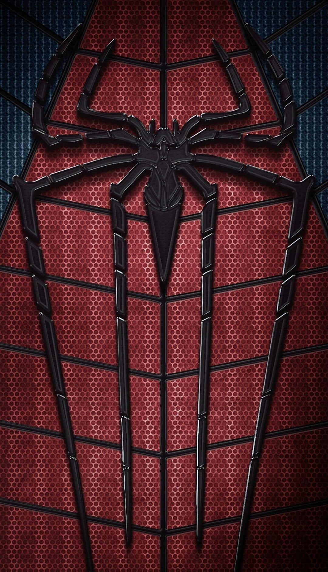 Spider Man Logo, black spider emblem, red textured suit, HD Phone Wallpaper