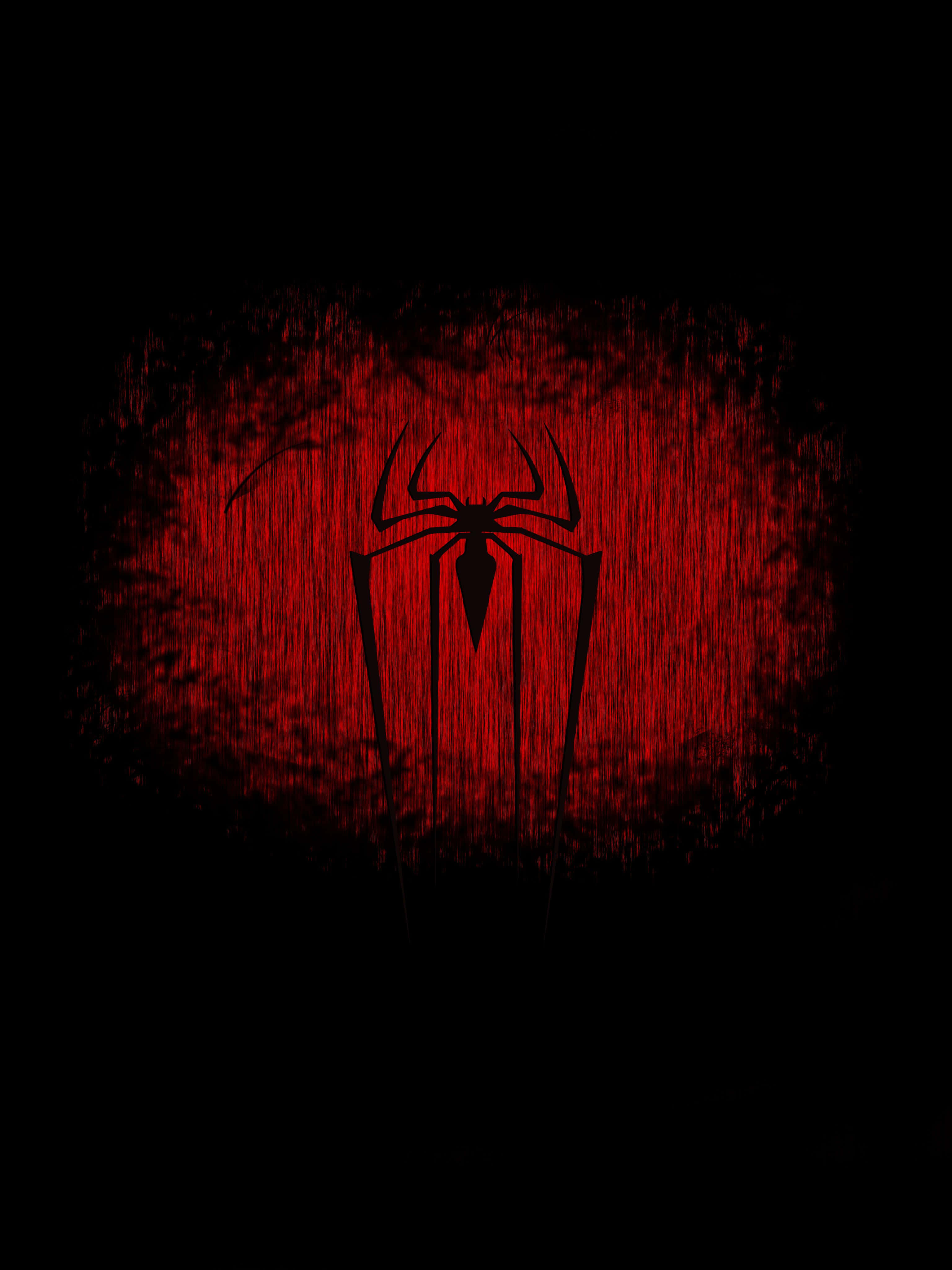 Spider-Man logo, black silhouette, textured red heart-shaped background, 4K Phone Wallpaper