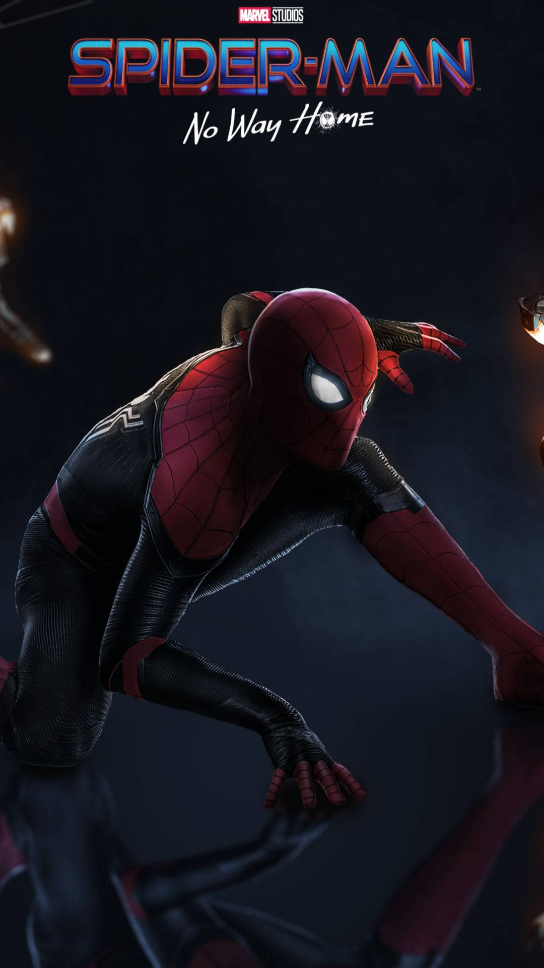 Spider Man No Way Home, red and black suit, glowing eyes, Full HD Phone Wallpaper