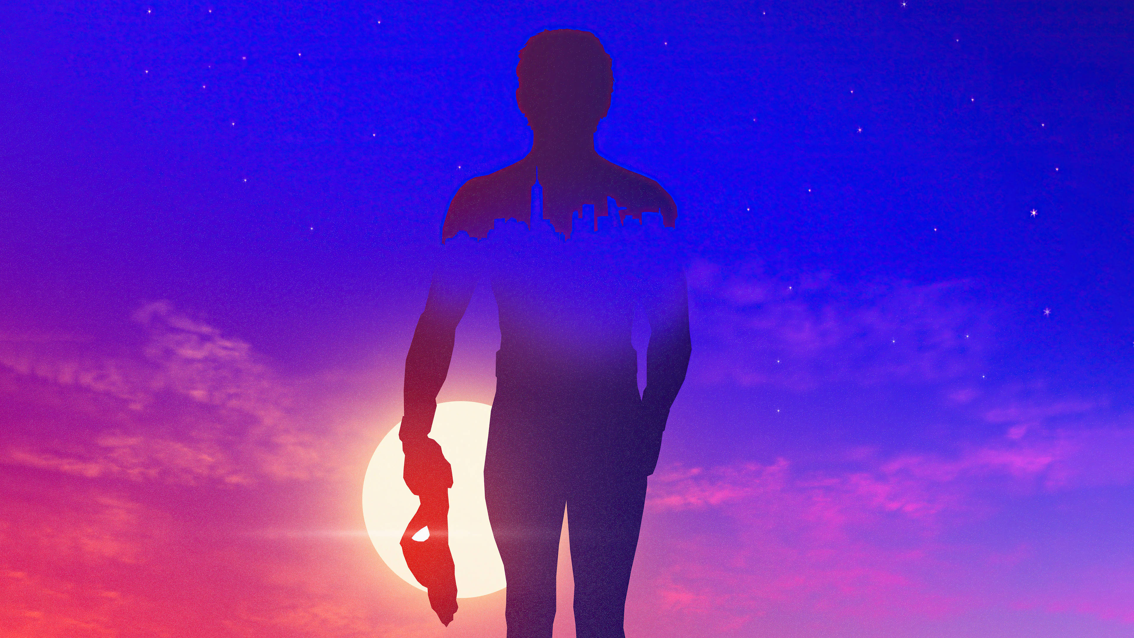 Spider Man No Way Home, vibrant purple, pink sunset, 4K Desktop Wallpaper