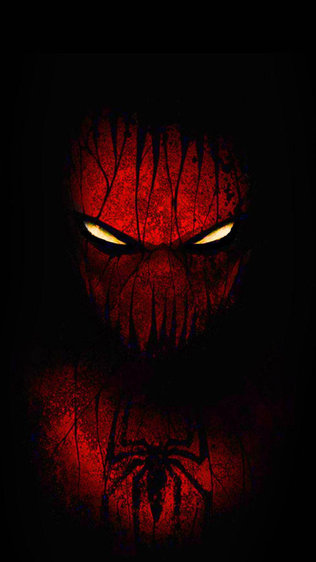 Spider Man, red masked face, glowing yellow eyes, Full HD Phone Wallpaper