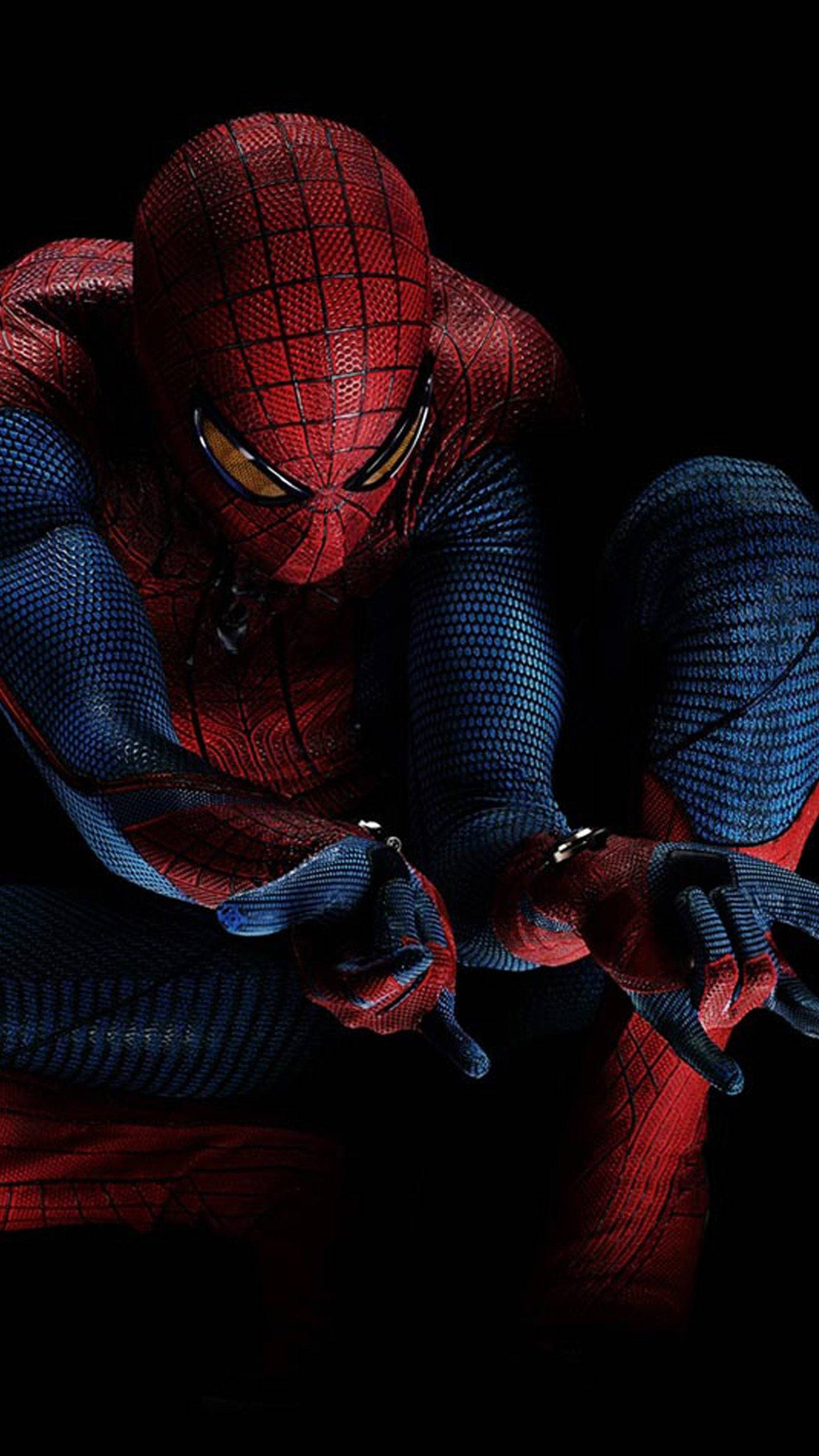 Dark Spider Man, red and blue suit, web patterns, 2K Phone Wallpaper