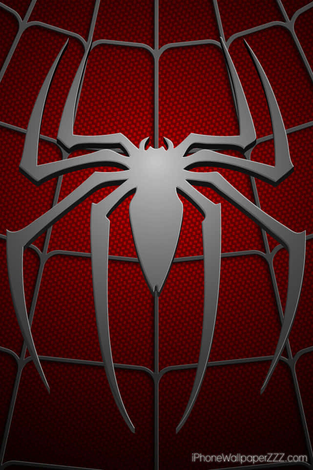 Spider Man Ps4 Logo, metallic silver, red background, SD Phone Wallpaper