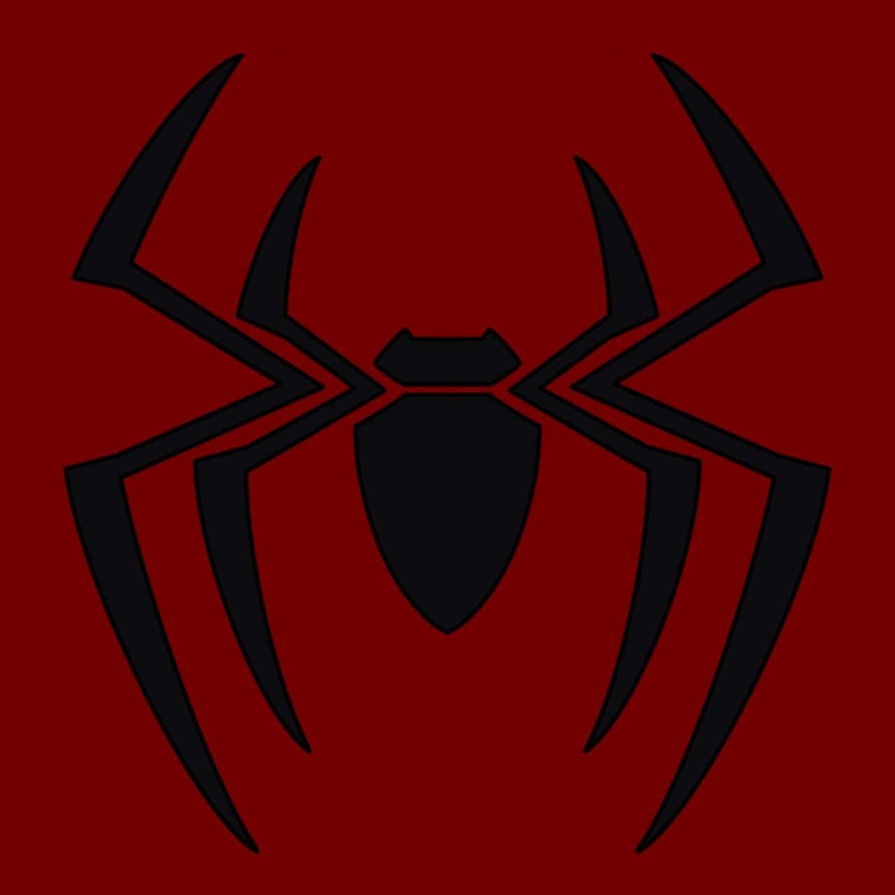Spider Man Ps4 Logo, black spider emblem, solid deep red background, HD Desktop Wallpaper