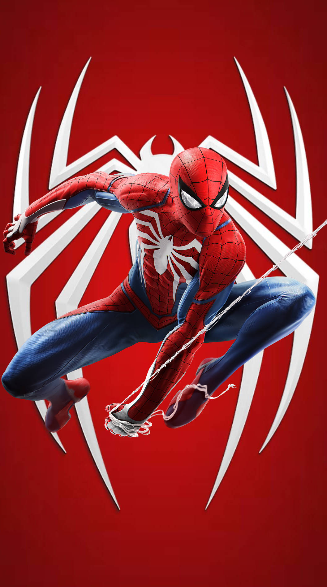 Spider Man Ps4, red and blue suit, bold red background, HD Phone Wallpaper