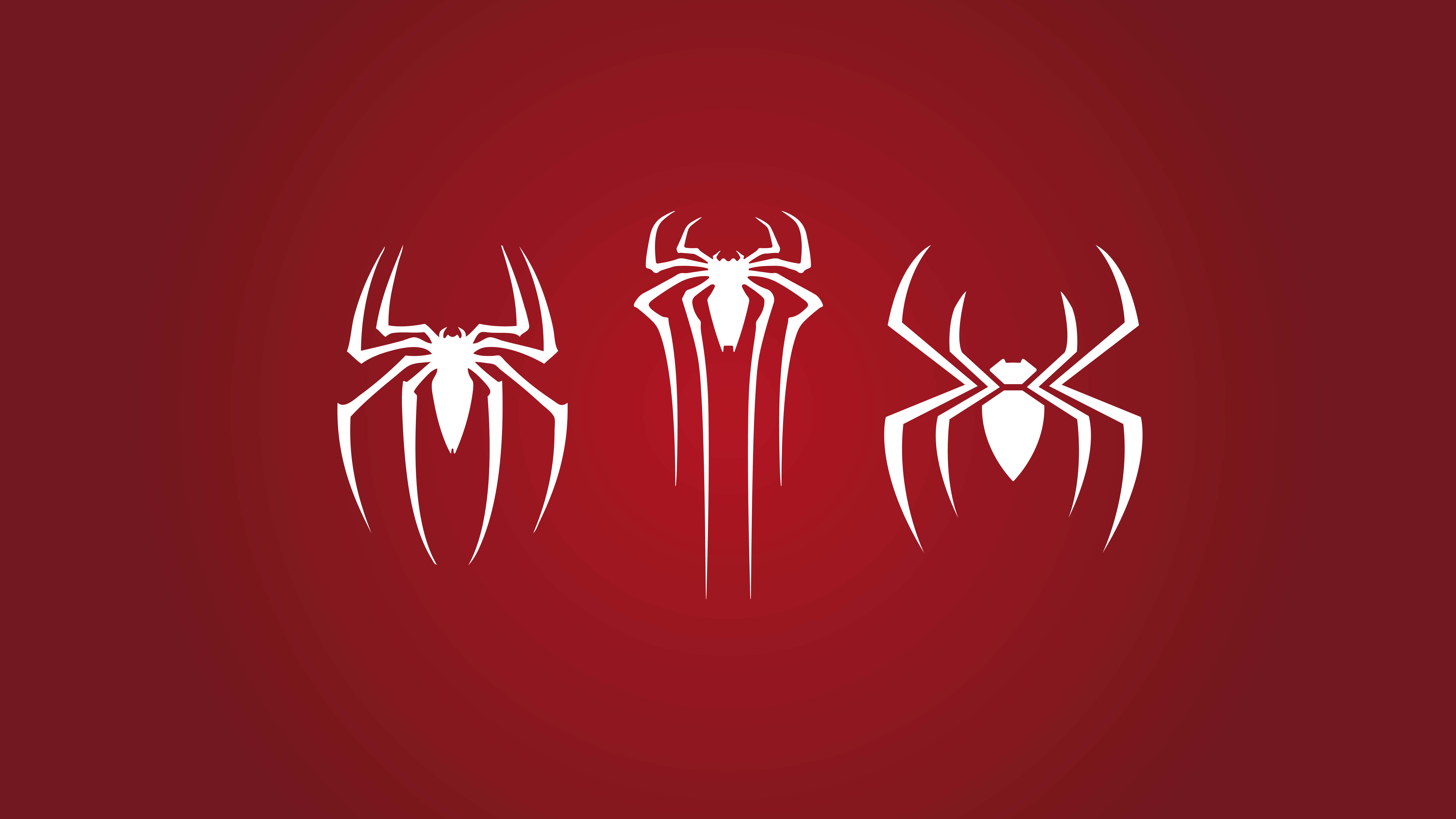 Spider Man Ps4 Logo, red background, gradient red background, 8K Desktop Wallpaper