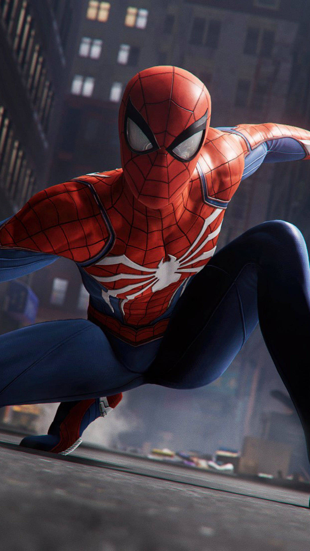Spider Man, cityscape, glowing windows, Full HD Phone Wallpaper