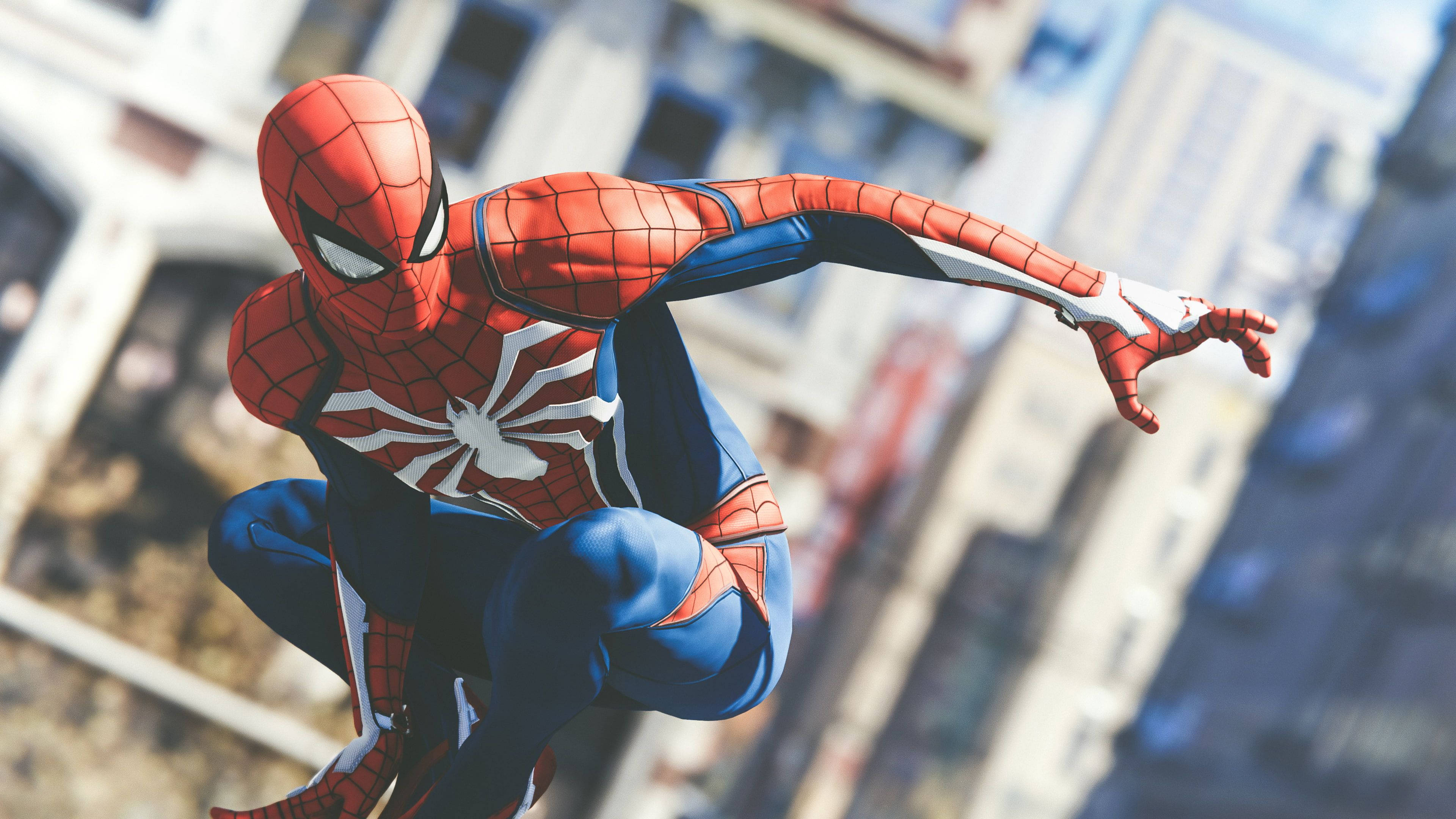 Spider Man Ps4, cityscape, sunlit, 4K Desktop Wallpaper