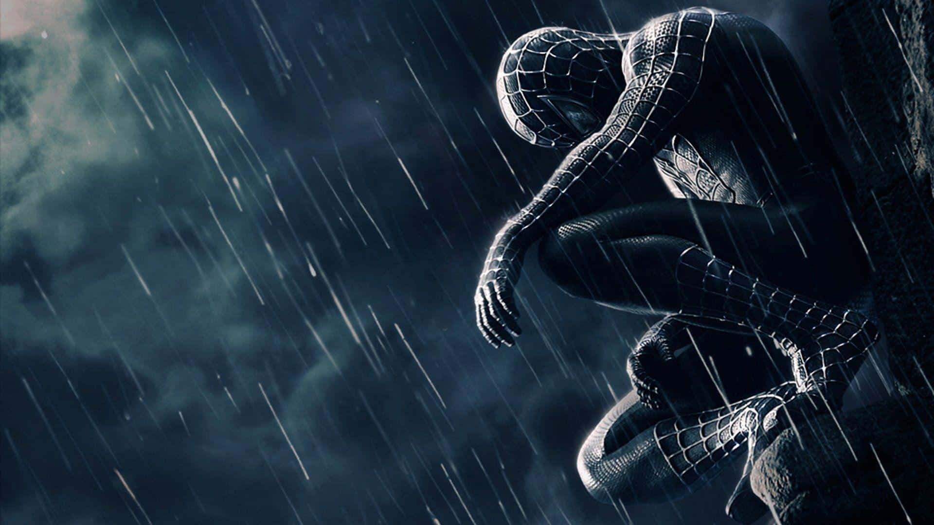 Spider-Man Reign, rain, dark wall, Full HD Desktop Wallpaper
