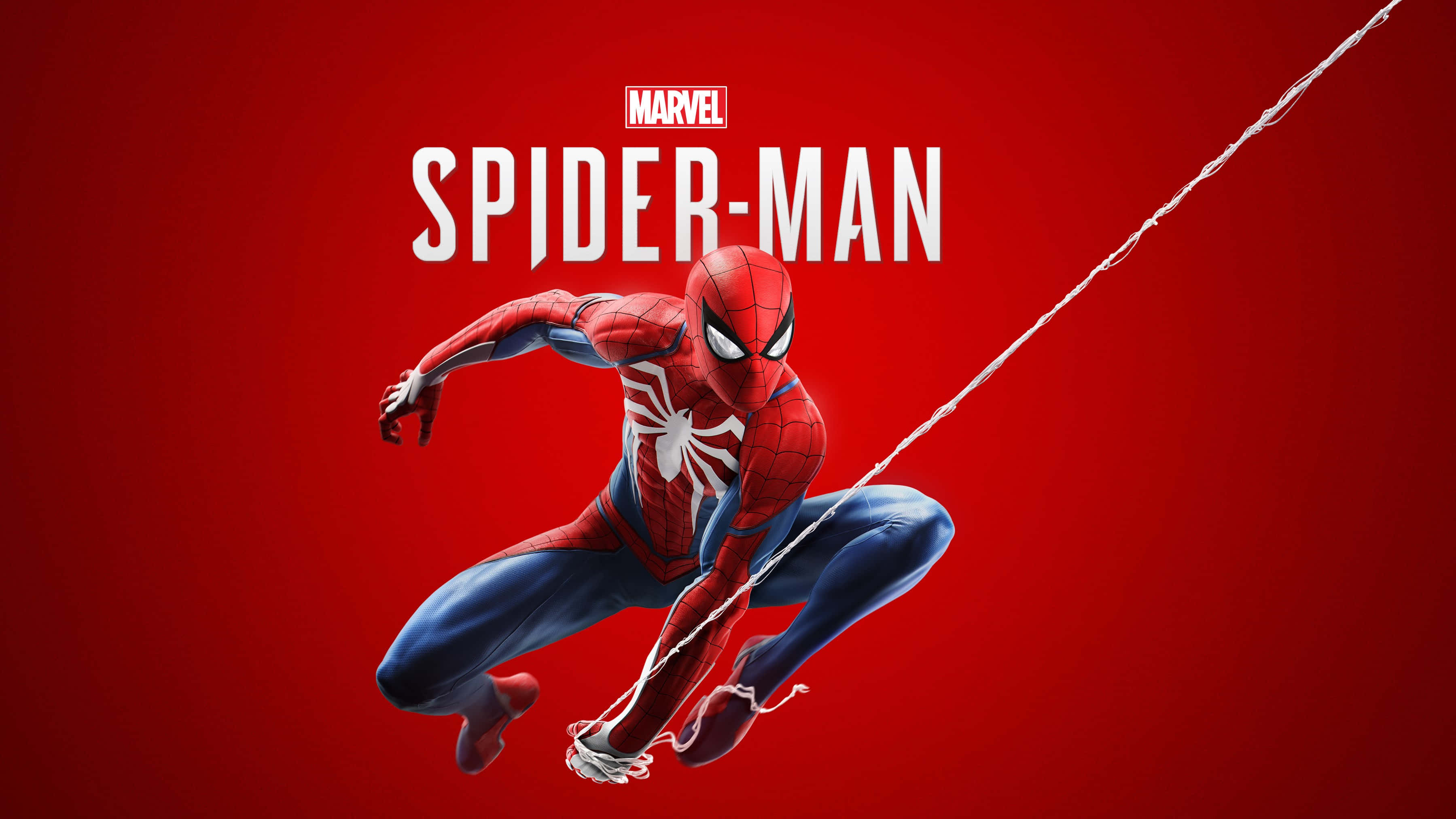 Spider Man Trilogy, red background, white web lines, 2K Desktop Wallpaper