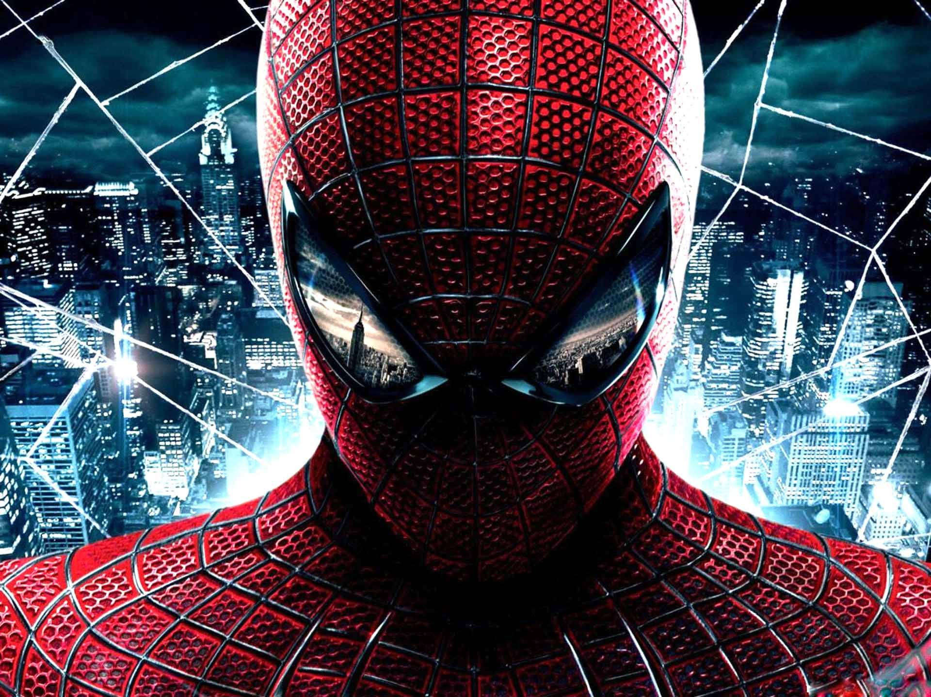 Spider-Man, red and blue suit, shattered glass effect, Full HD Desktop Wallpaper