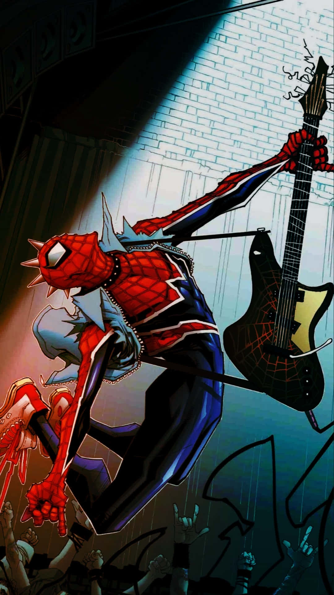 Spider Punk, punk outfit, electric guitar, Full HD Phone Wallpaper