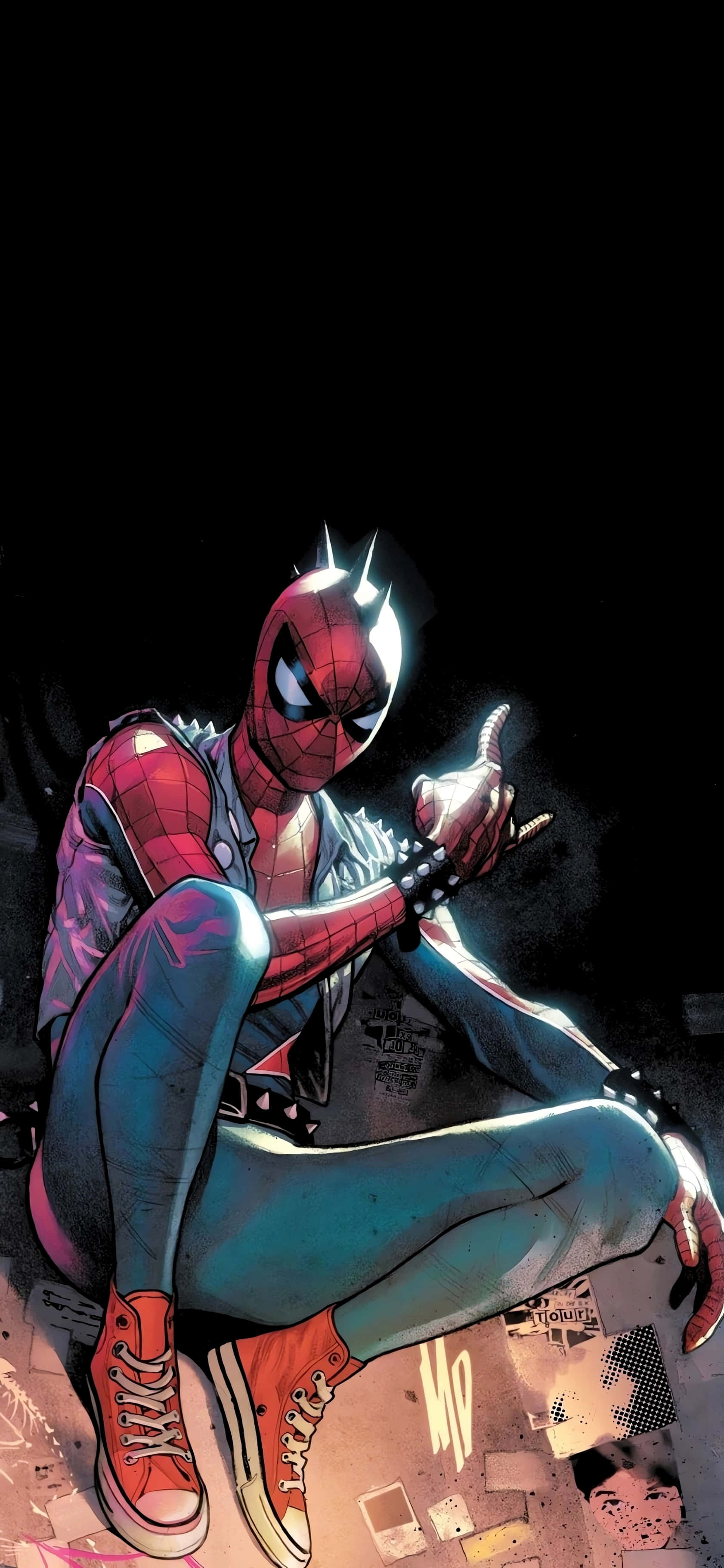 Spider Punk, guitar, urban alley, 2K Phone Wallpaper