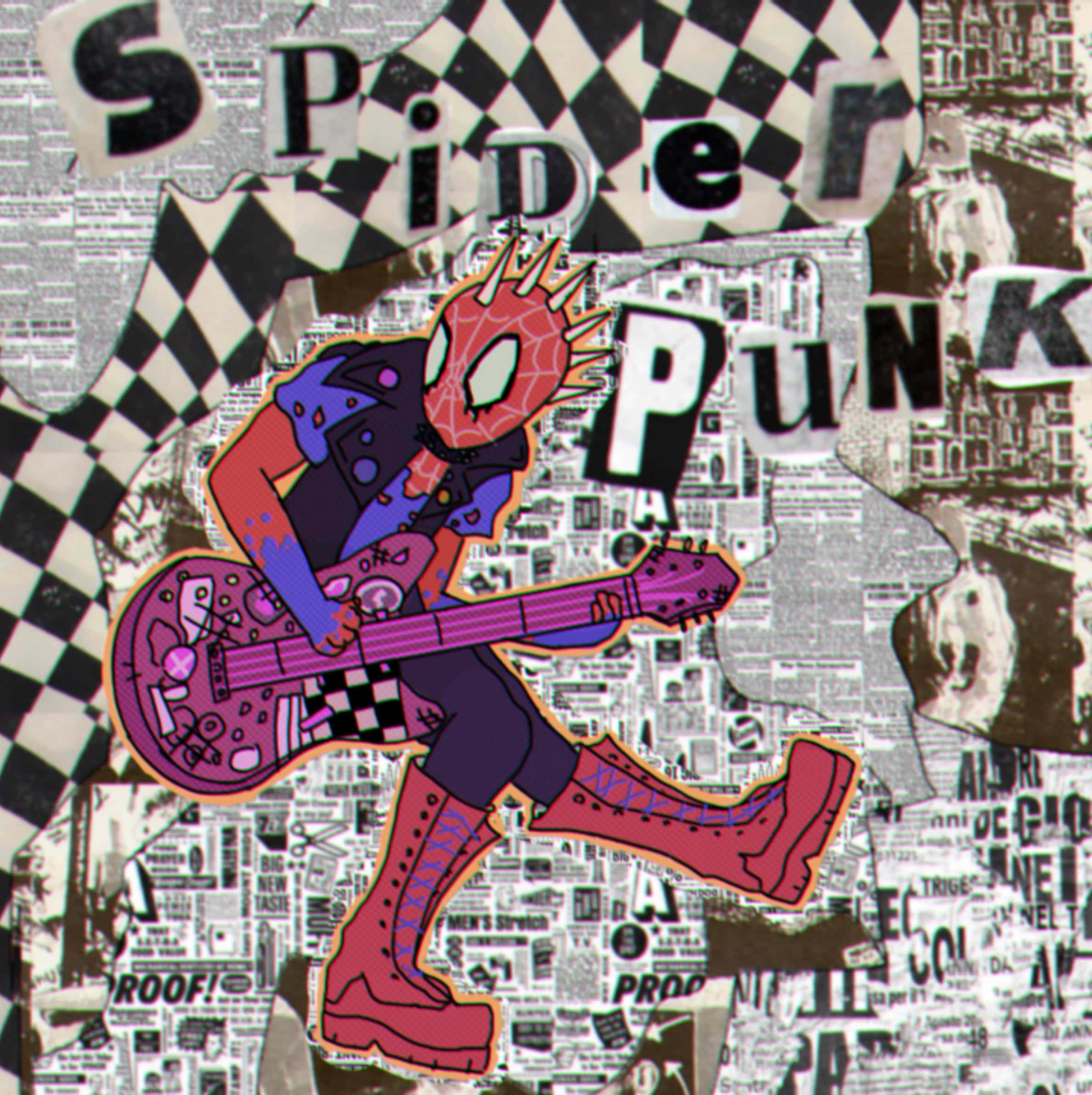 Spider Punk, spiked mask, purple guitar, Full HD Phone Wallpaper