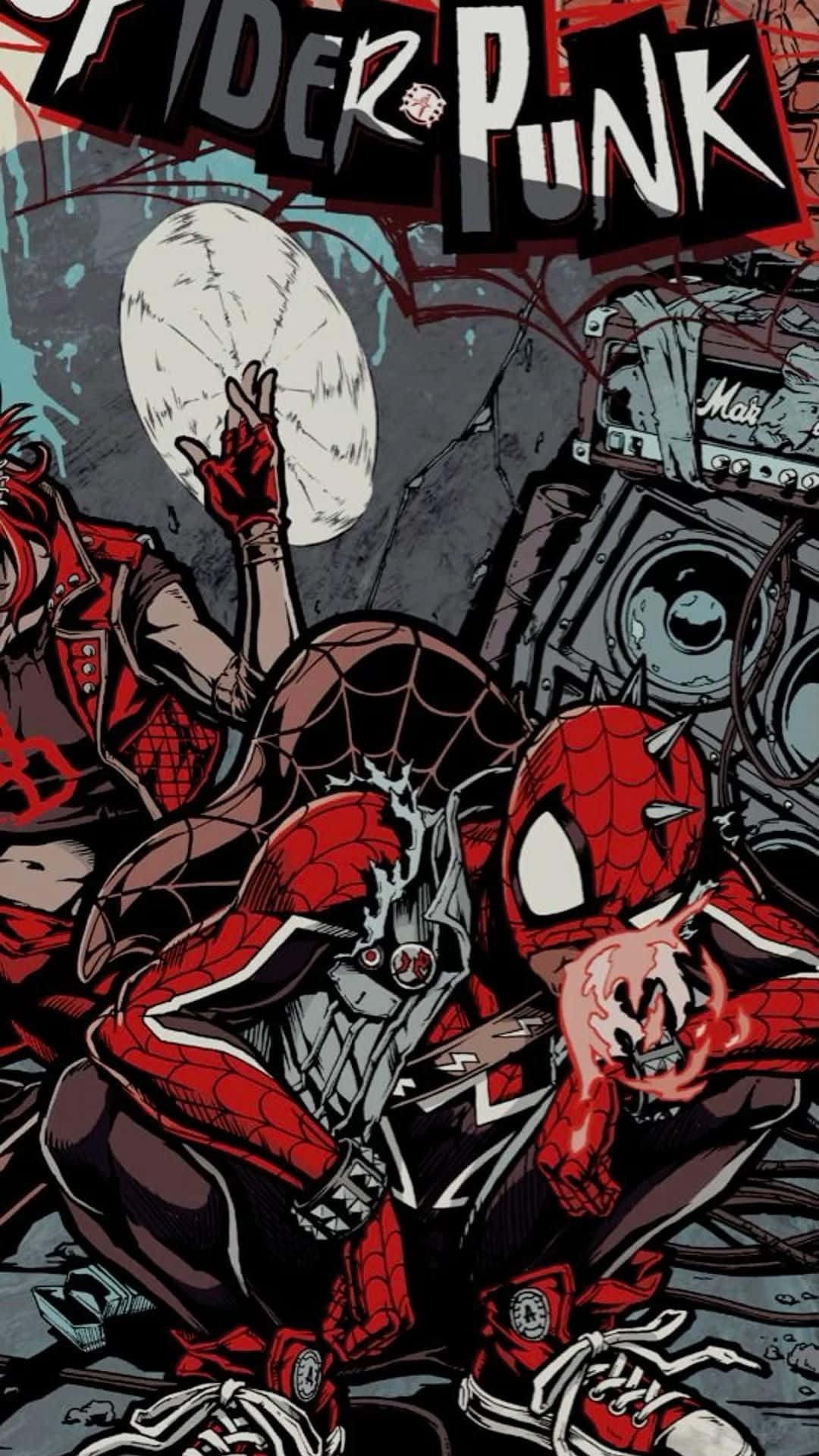 Spider-Punk, comics style, gritty comic art, Full HD Phone Wallpaper