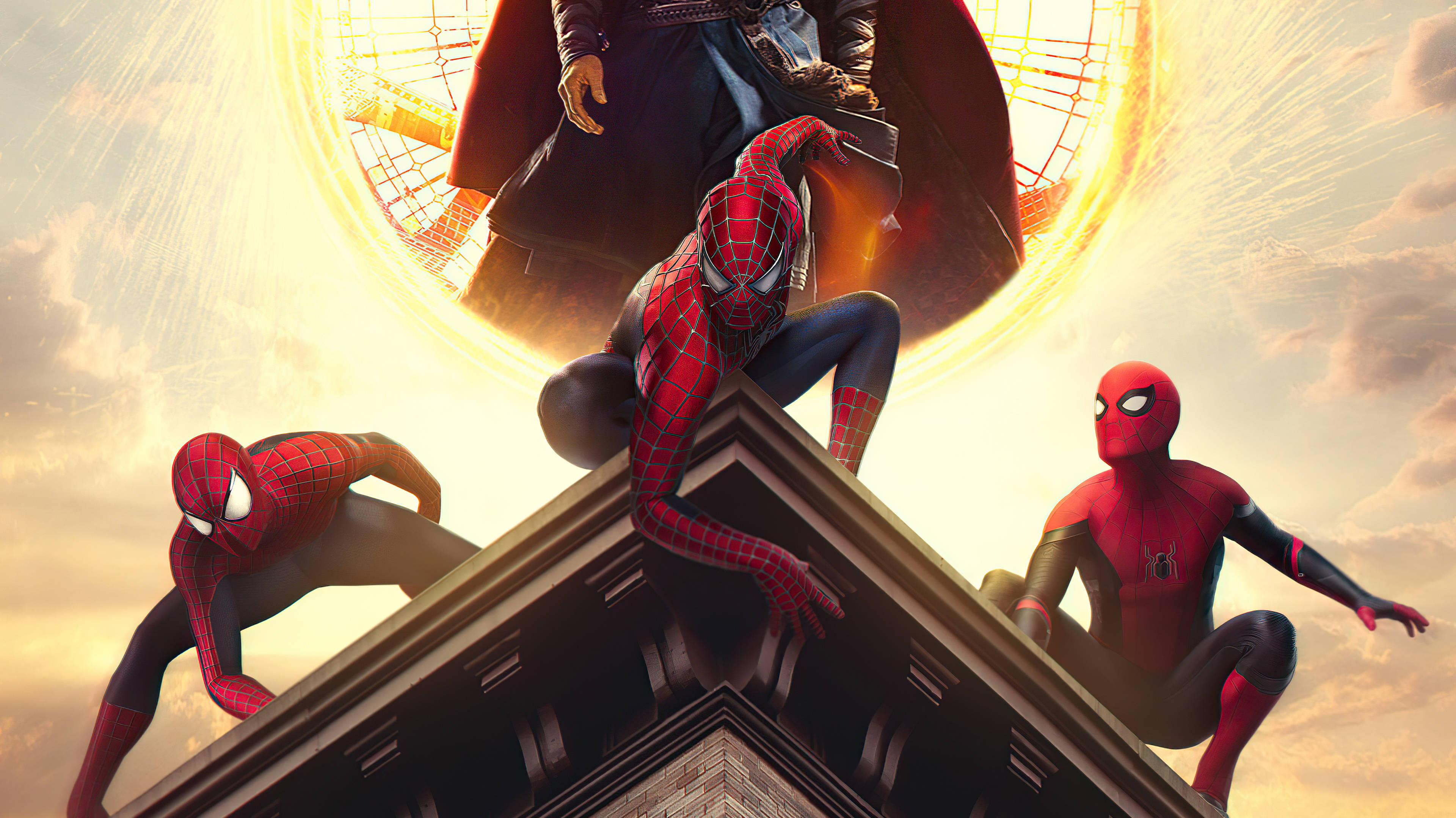 Spiderman No Way Home 4K, multiverse, three Spider-Man heroes, 4K Desktop Wallpaper