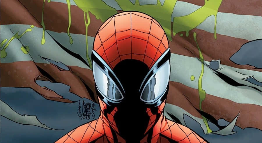 Spiderman, red and blue suit, reflective eyes, SD Desktop Wallpaper