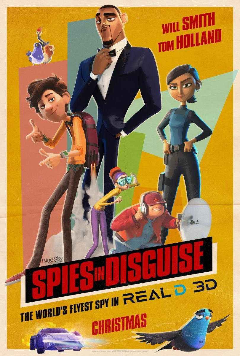 Spies In Disguise, yellow, animated movie poster, SD Phone Wallpaper