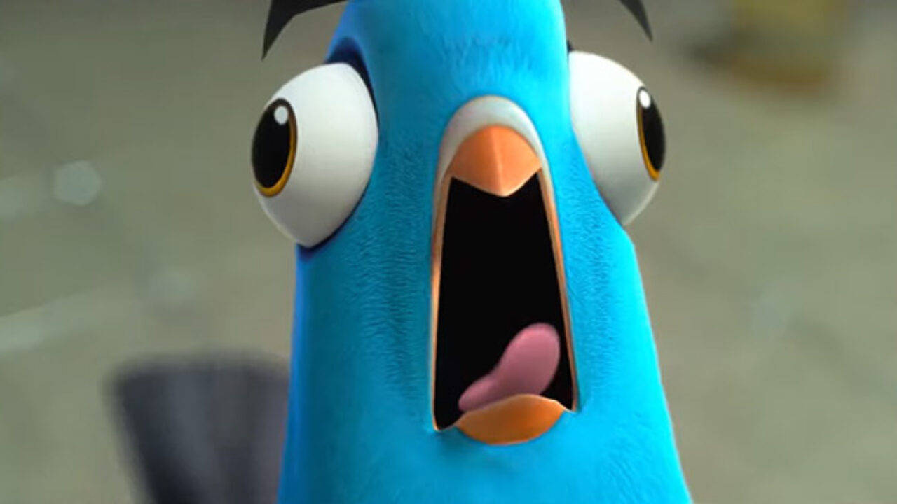 Spies In Disguise, blue animated bird, wide eyes, HD Desktop Wallpaper