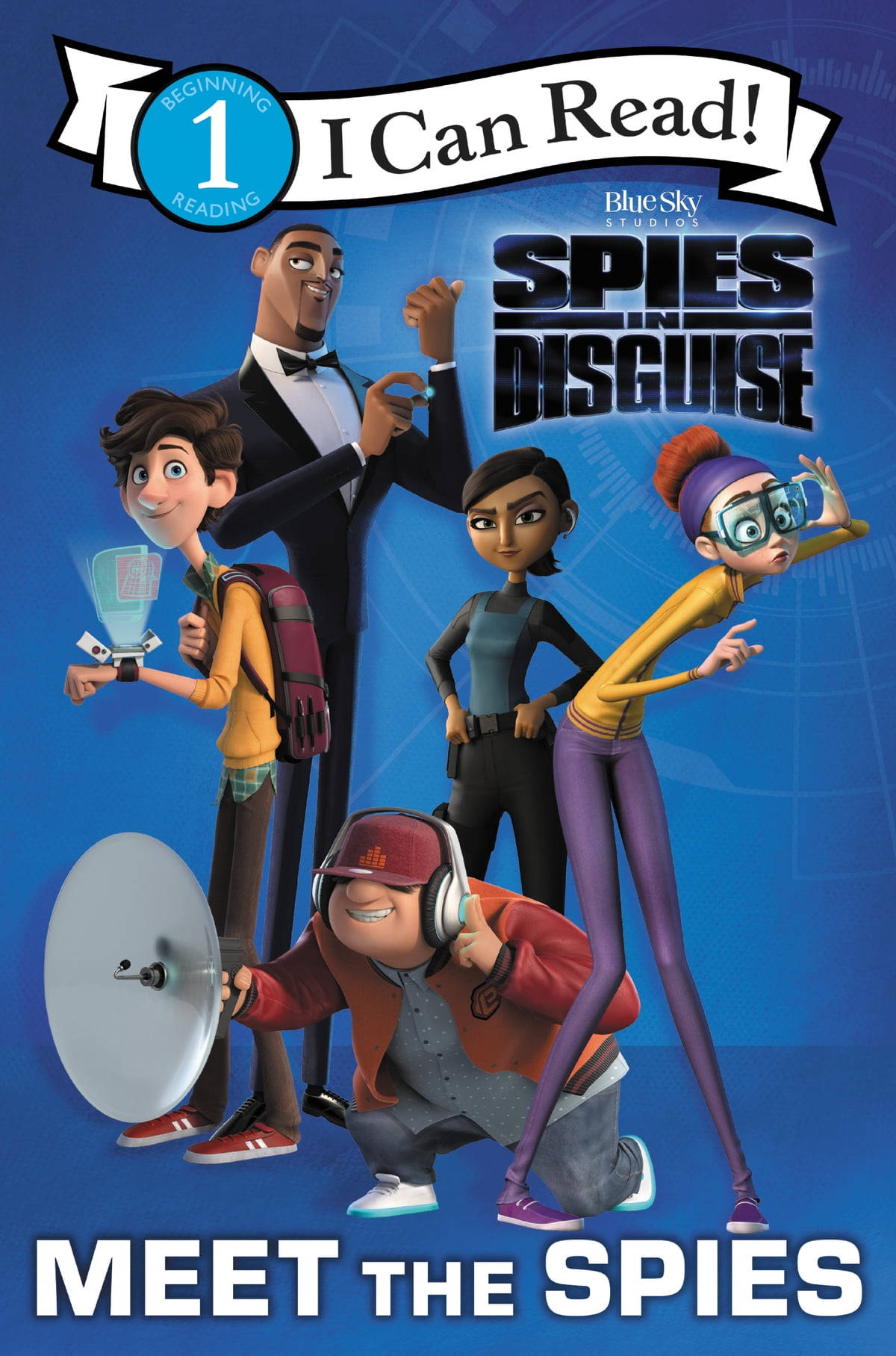 Spies In Disguise, blue tech-themed background, animated spies, HD Phone Wallpaper
