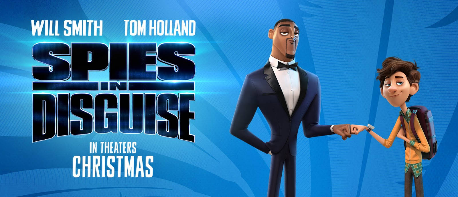 Spies In Disguise, glowing blue background, movie title text, HD Desktop Wallpaper
