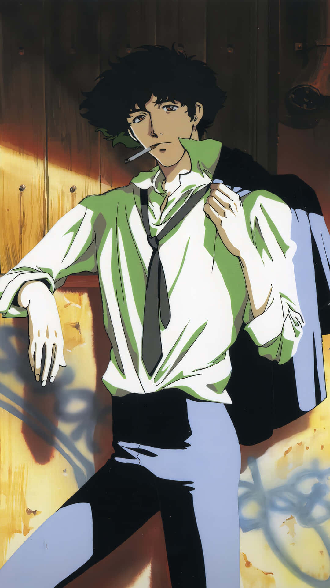 Spike Spiegel, anime man, messy black hair, Full HD Phone Wallpaper