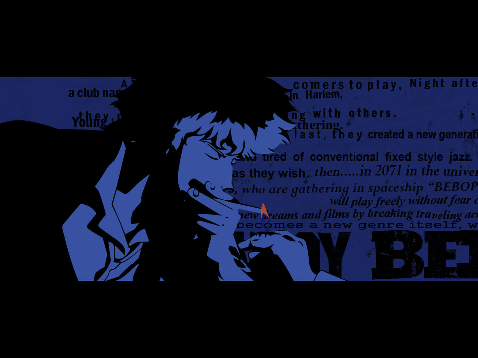 Spike Spiegel, blue anime character, cigarette, HD Desktop Wallpaper