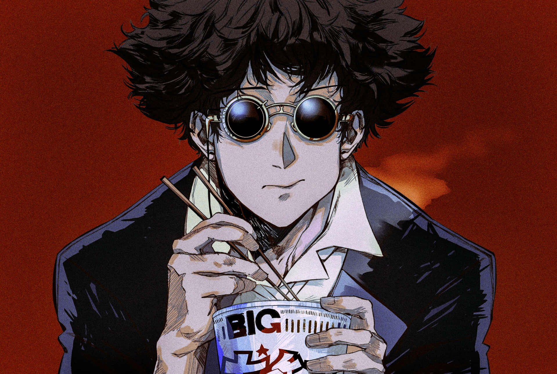 Spike Spiegel, wild hair, round sunglasses, Full HD Desktop Wallpaper