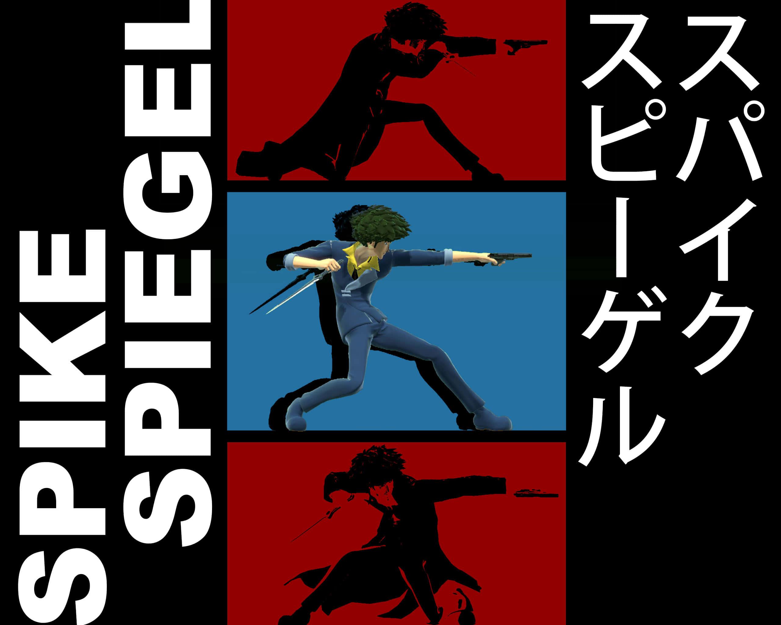Spike Spiegel, anime character, red and blue backgrounds, 2K Desktop Wallpaper