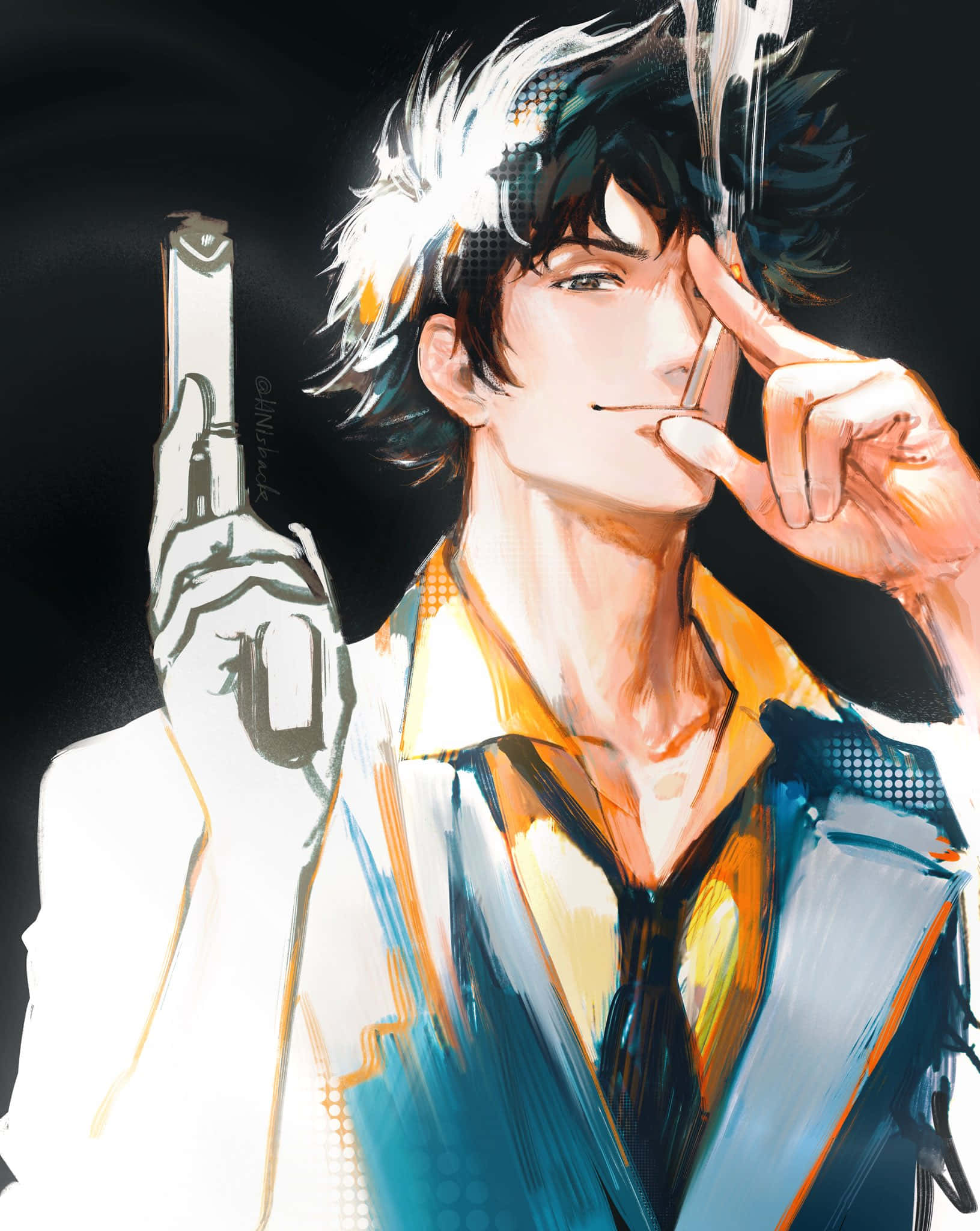Spike Spiegel, spiky hair, gun, Full HD Phone Wallpaper