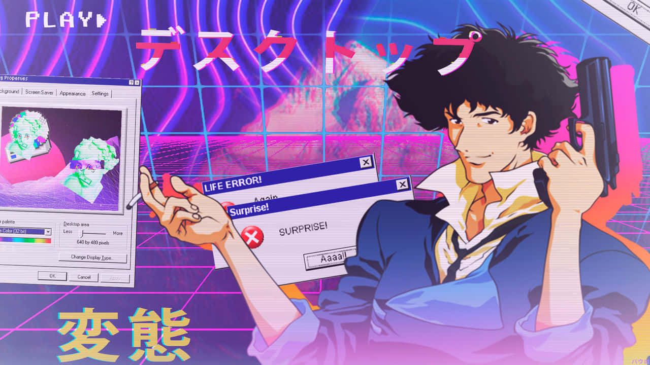 Spike Spiegel, vaporwave, cyberpunk, HD Desktop Wallpaper