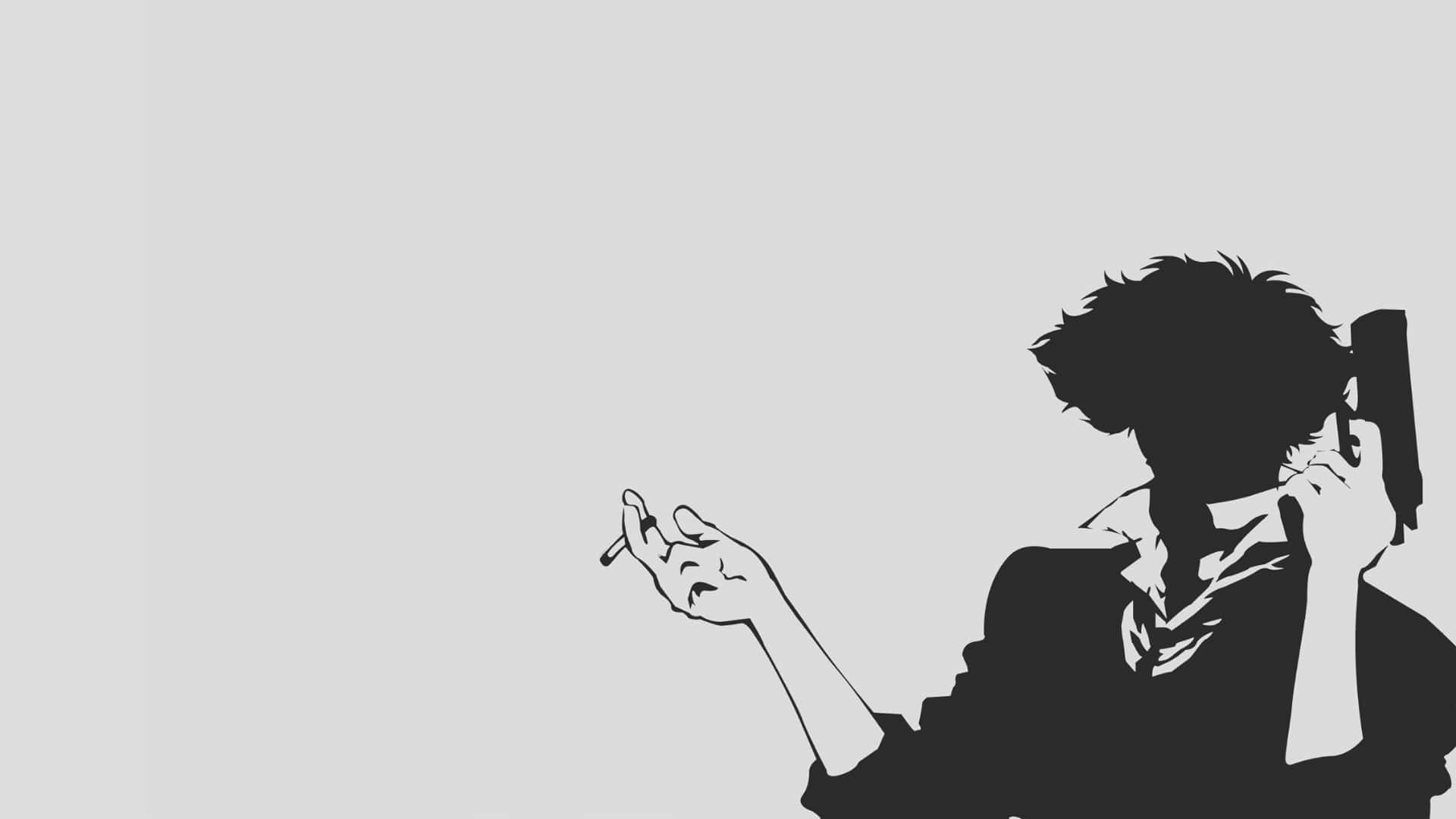Spike Spiegel, silhouette, cigarette, Full HD Desktop Wallpaper