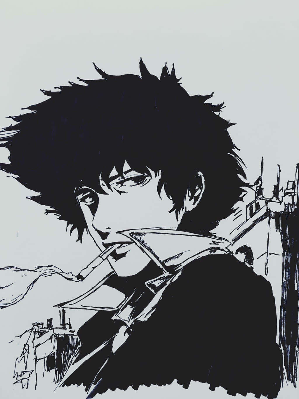 Spike Spiegel, anime-style illustration, spiky hair, HD Phone Wallpaper